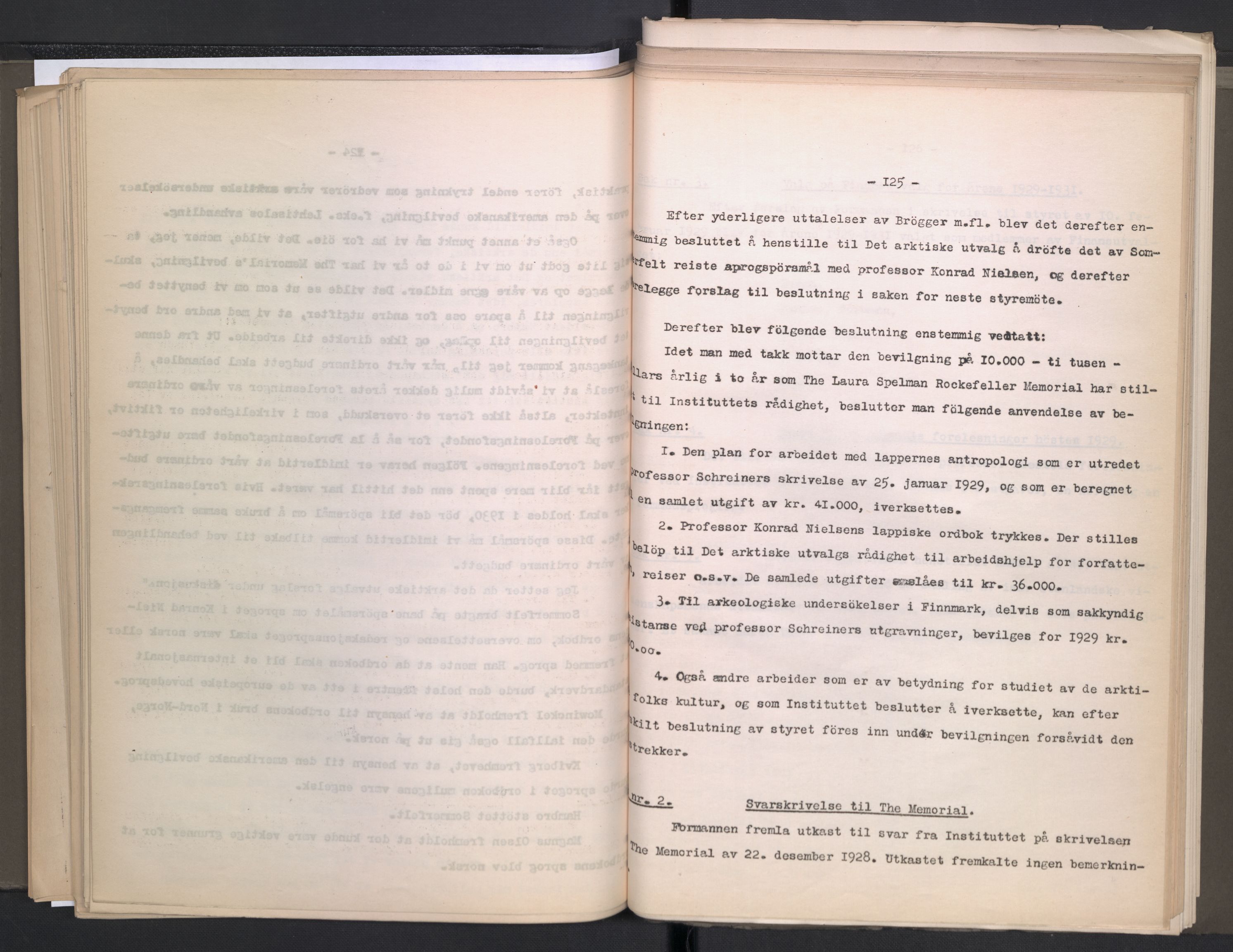 Instituttet for sammenlignende kulturforskning, AV/RA-PA-0424/A/L0005: Styreprotokoll, 1923-1930, p. 125