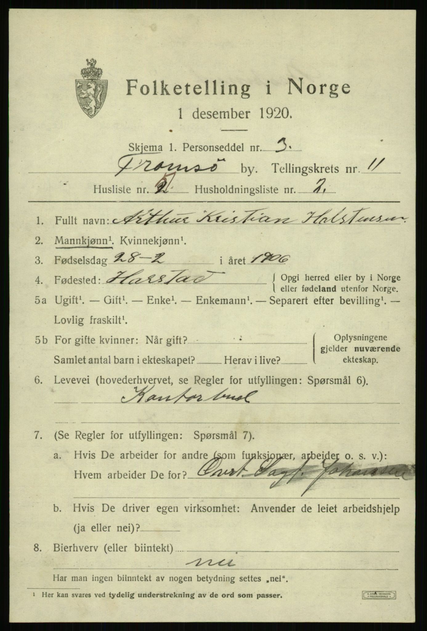 SATØ, 1920 census for Tromsø, 1920, p. 23041