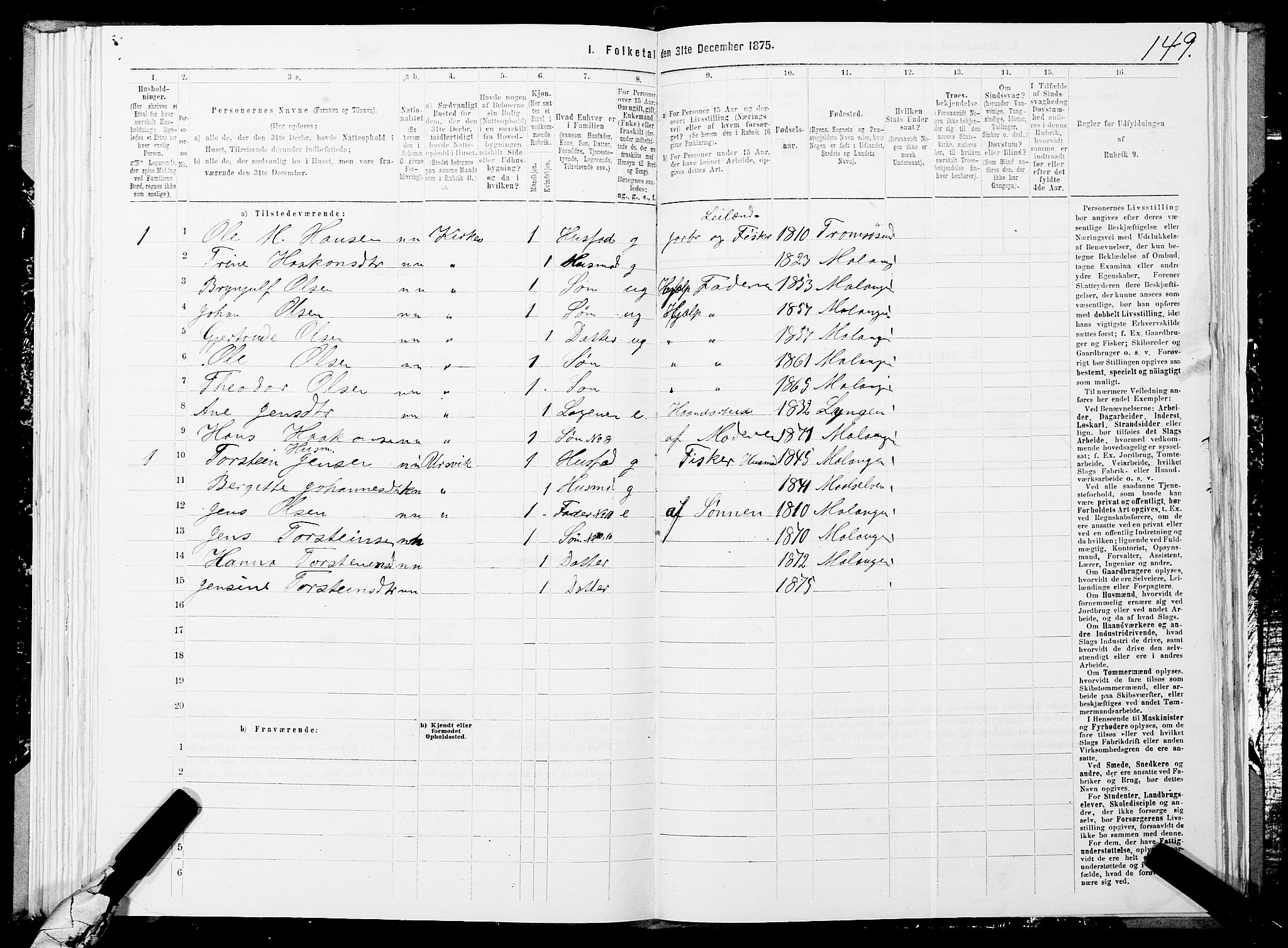 SATØ, 1875 census for 1933P Balsfjord, 1875, p. 4149