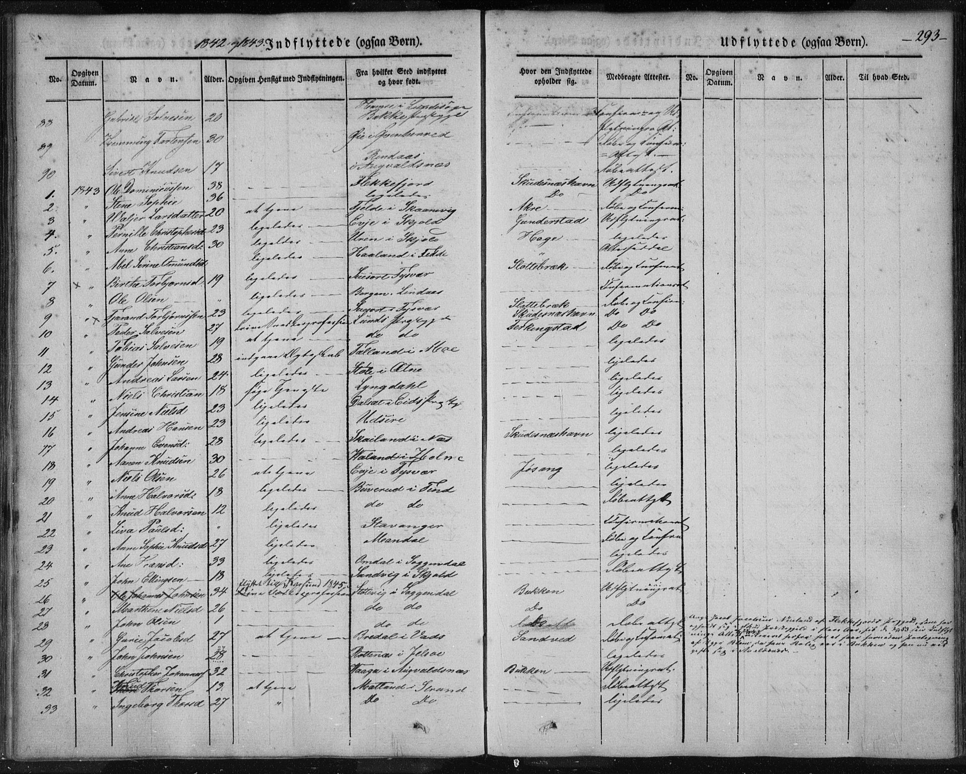 Skudenes sokneprestkontor, SAST/A -101849/H/Ha/Haa/L0003: Parish register (official) no. A 2.2, 1841-1846, p. 293