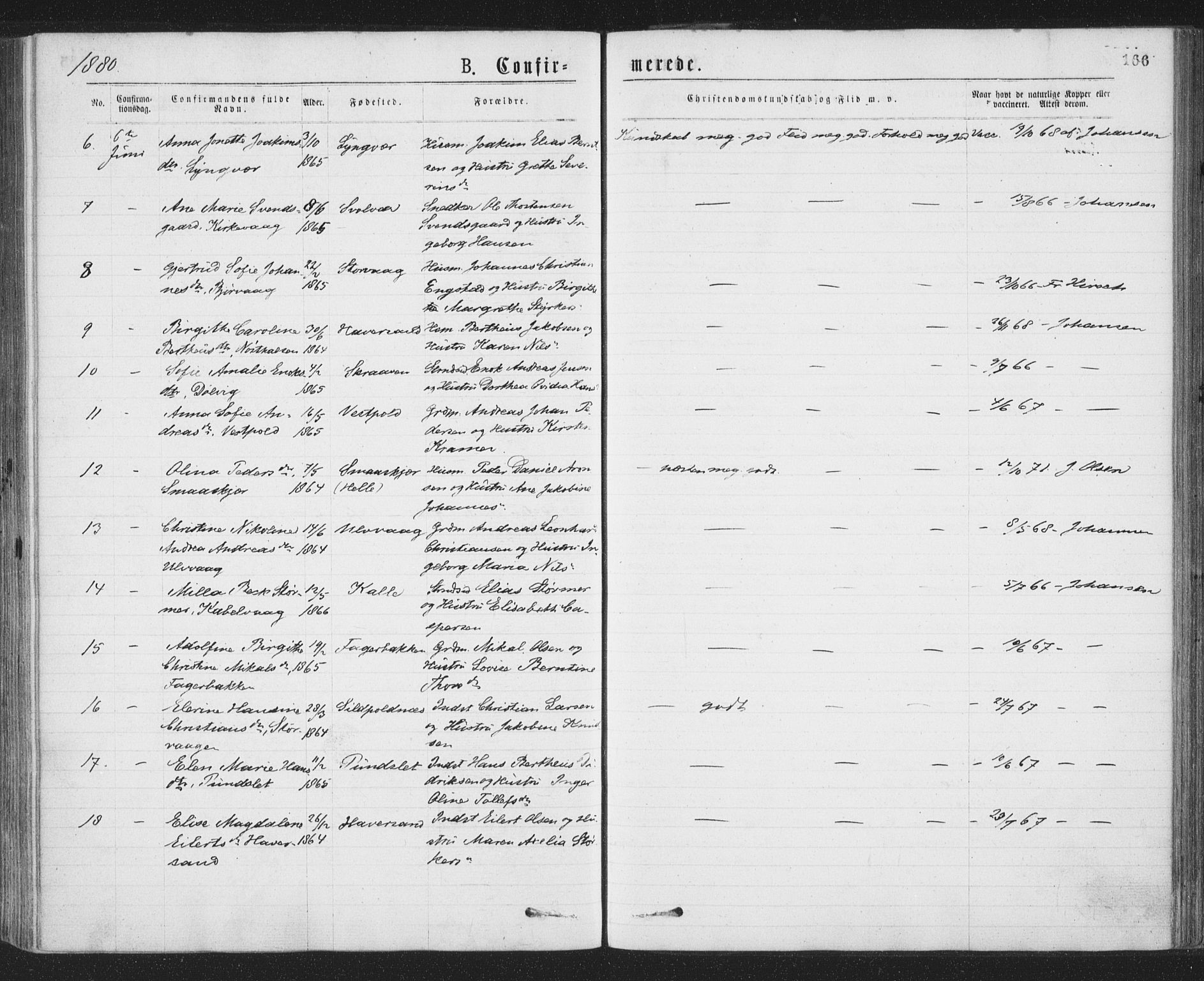 Ministerialprotokoller, klokkerbøker og fødselsregistre - Nordland, SAT/A-1459/874/L1058: Parish register (official) no. 874A02, 1878-1883, p. 166