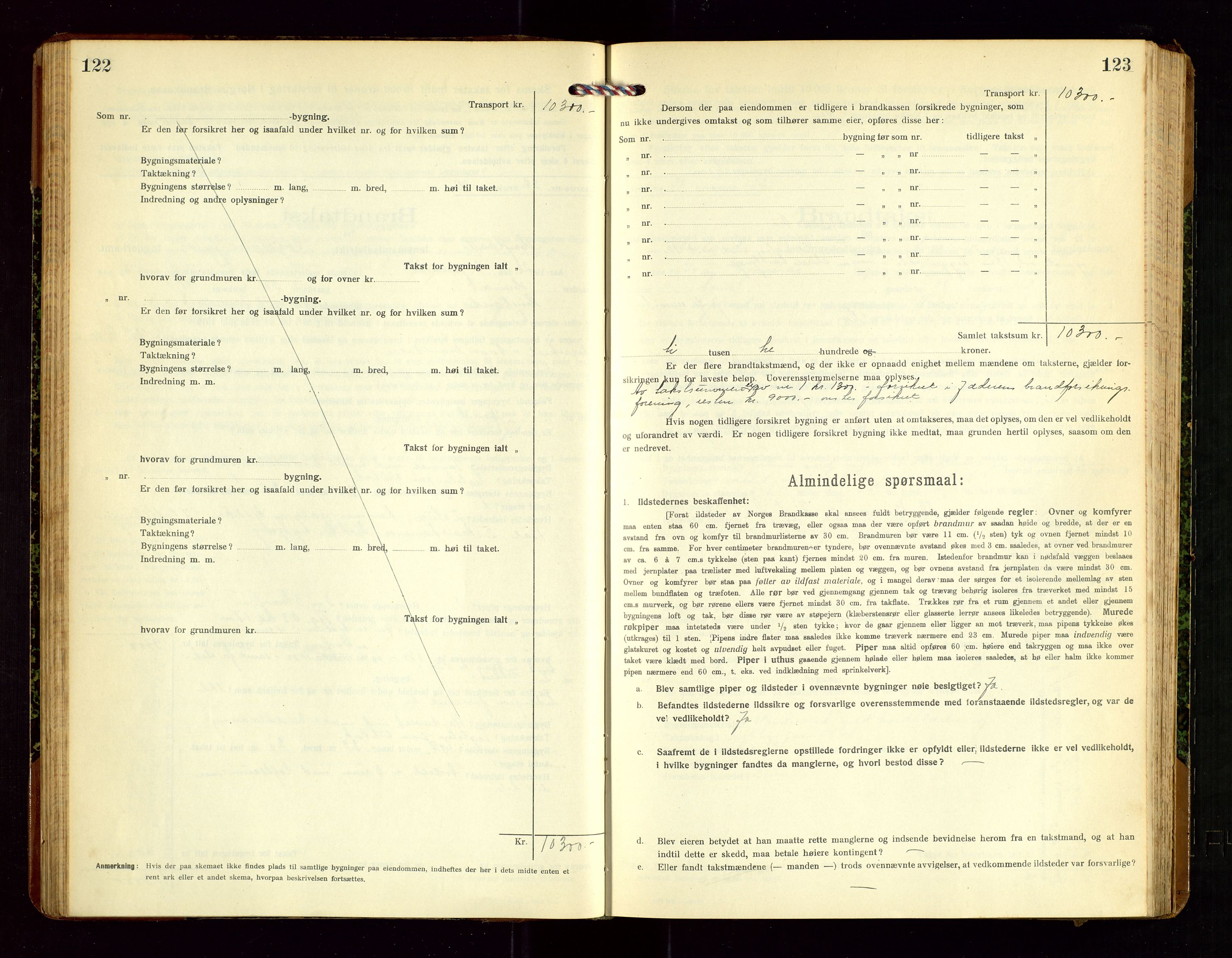 Høyland/Sandnes lensmannskontor, AV/SAST-A-100166/Gob/L0003: "Brandtakstprotokol", 1918-1924, p. 122-123