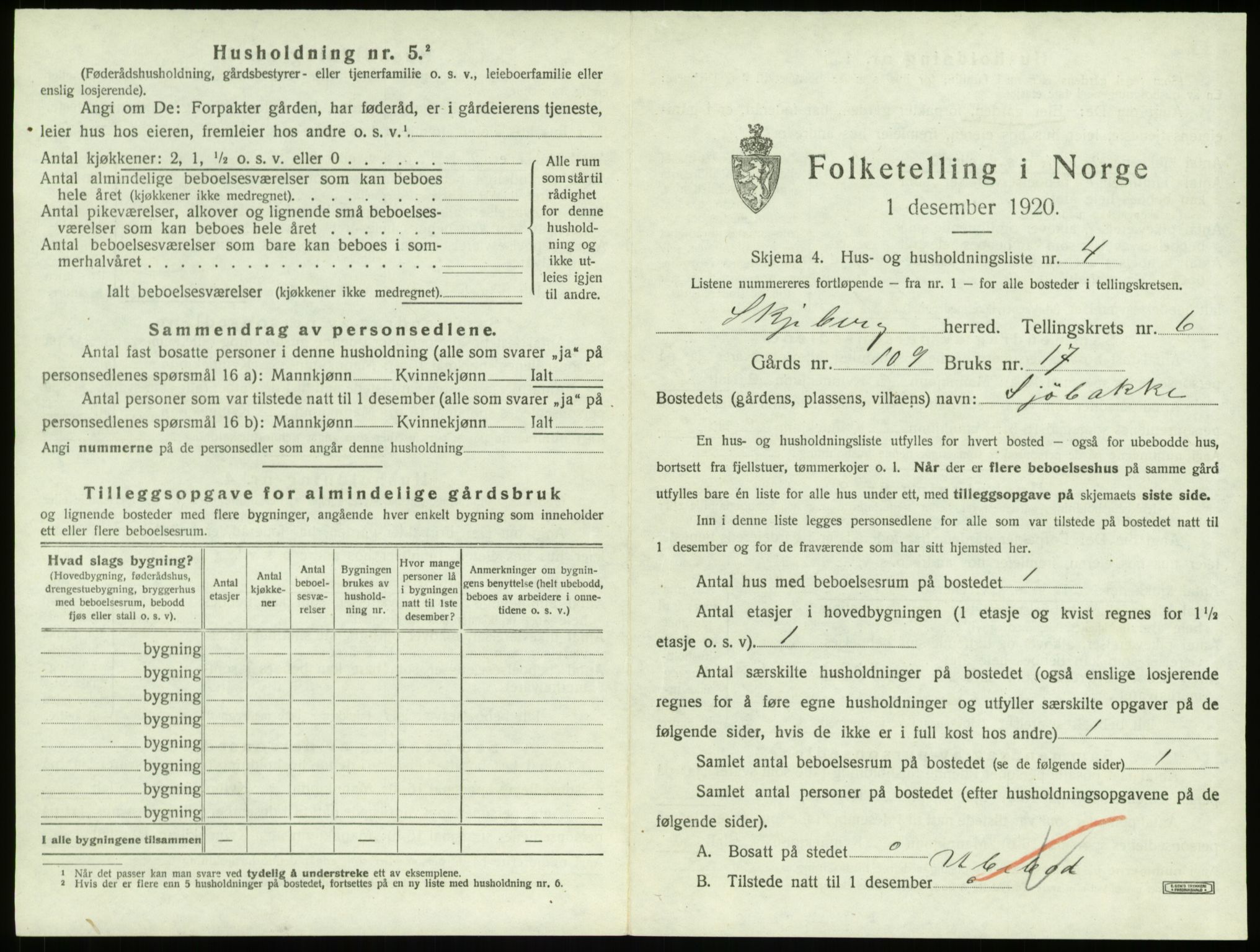 SAO, 1920 census for Skjeberg, 1920, p. 784