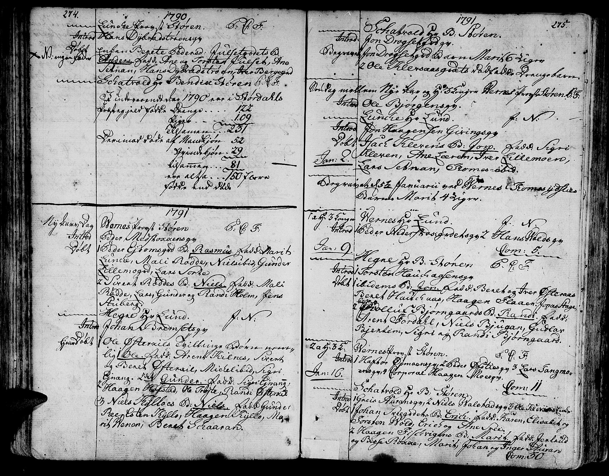 Ministerialprotokoller, klokkerbøker og fødselsregistre - Nord-Trøndelag, SAT/A-1458/709/L0059: Parish register (official) no. 709A06, 1781-1797, p. 274-275