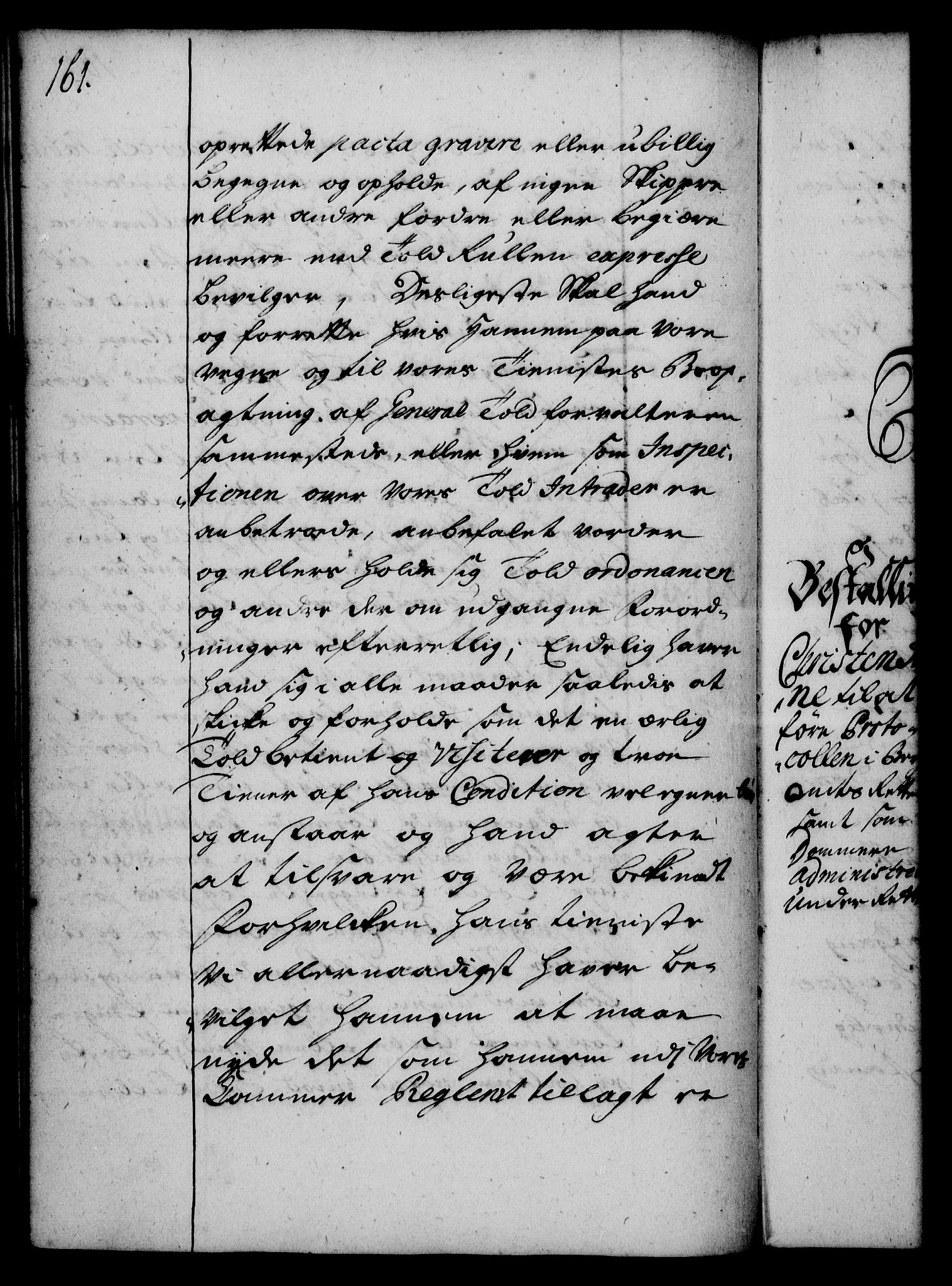 Rentekammeret, Kammerkanselliet, RA/EA-3111/G/Gg/Gge/L0002: Norsk bestallingsprotokoll med register (merket RK 53.26), 1730-1744, p. 161