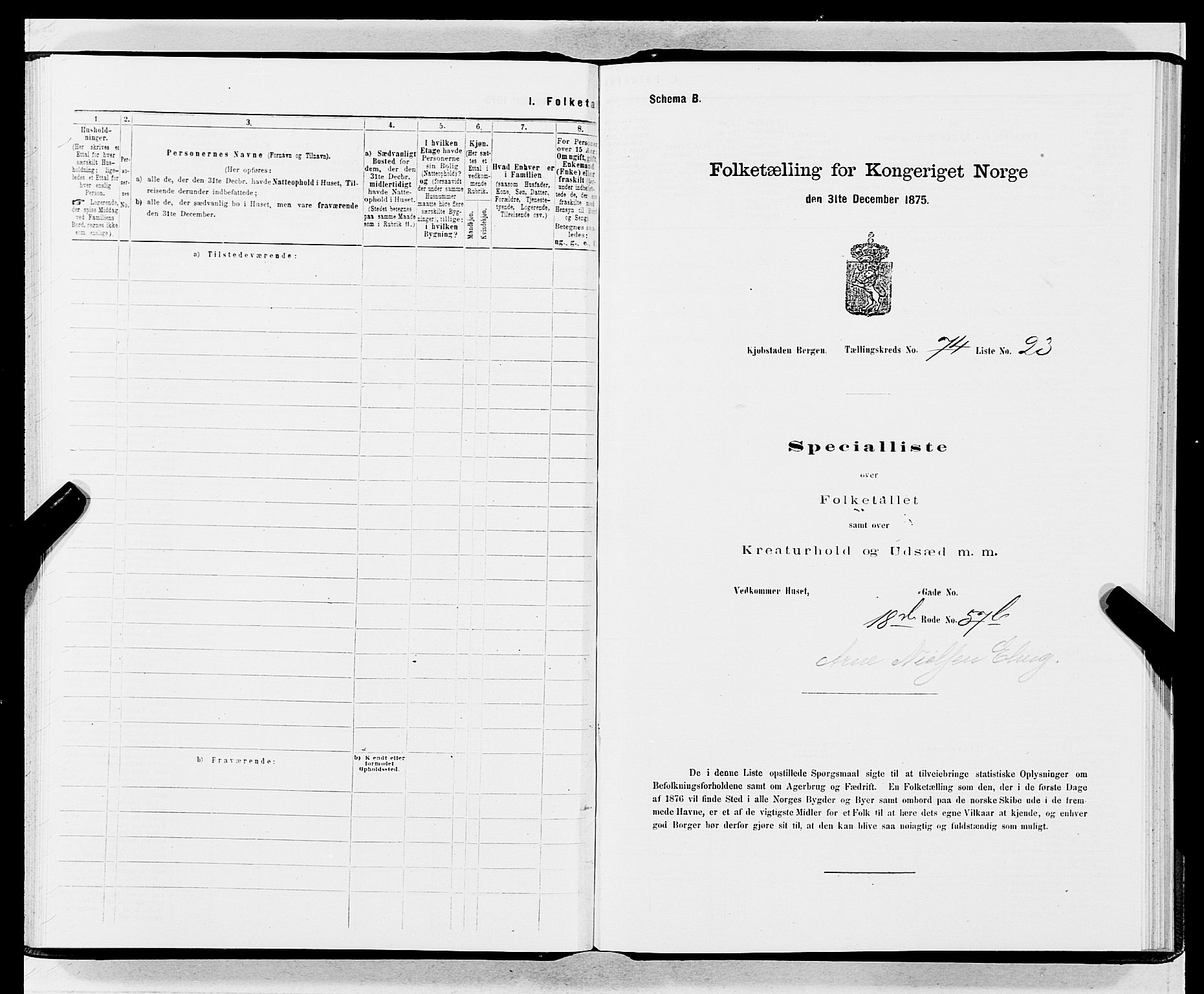 SAB, 1875 census for 1301 Bergen, 1875, p. 4001