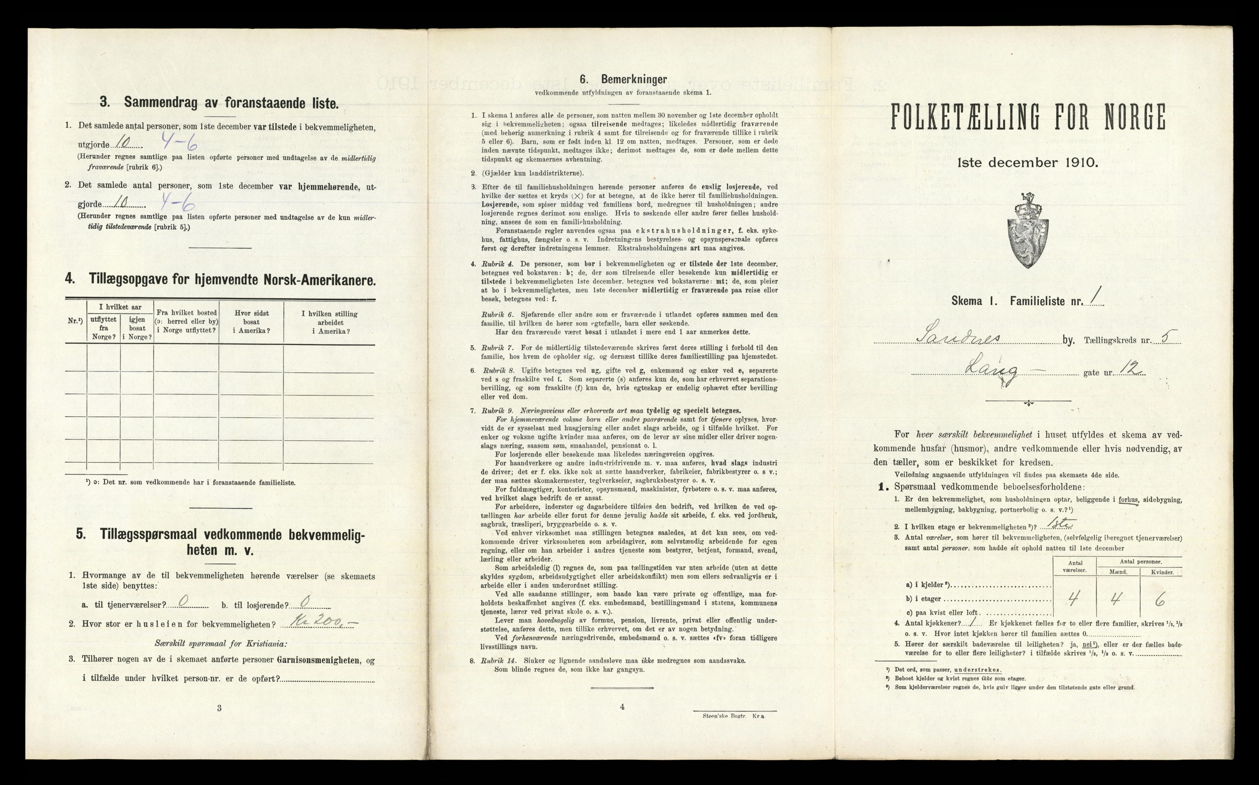 RA, 1910 census for Sandnes, 1910, p. 628