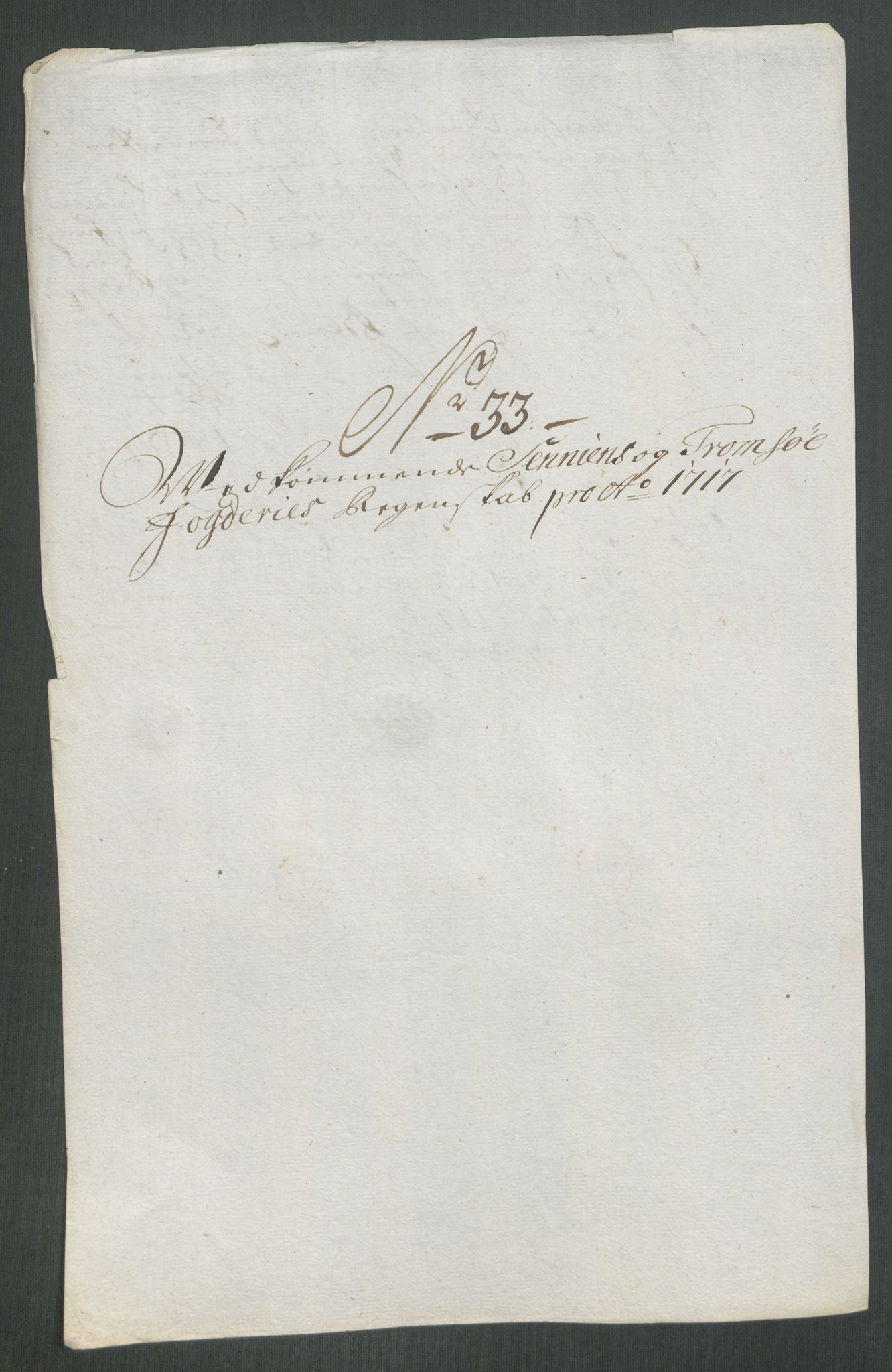 Rentekammeret inntil 1814, Reviderte regnskaper, Fogderegnskap, AV/RA-EA-4092/R68/L4763: Fogderegnskap Senja og Troms, 1717, p. 261