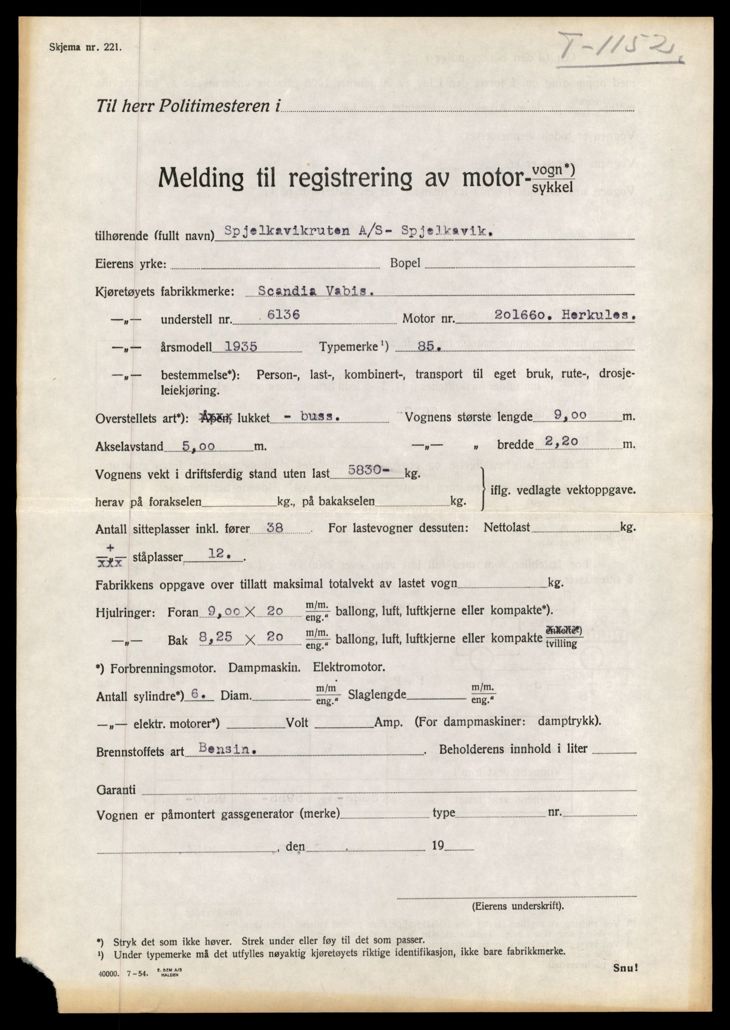 Møre og Romsdal vegkontor - Ålesund trafikkstasjon, AV/SAT-A-4099/F/Fe/L0010: Registreringskort for kjøretøy T 1050 - T 1169, 1927-1998, p. 2823