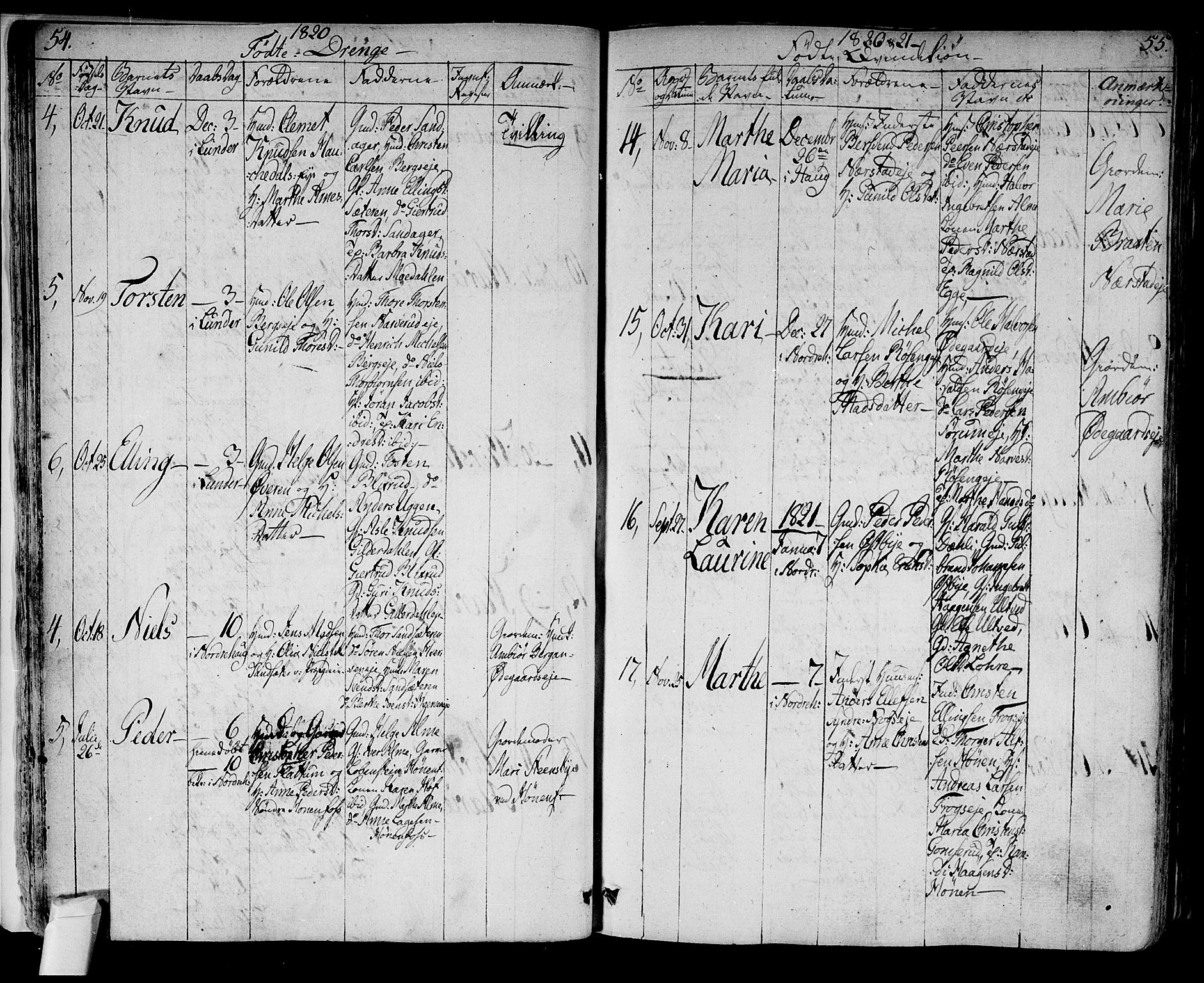 Norderhov kirkebøker, AV/SAKO-A-237/F/Fa/L0009: Parish register (official) no. 9, 1819-1837, p. 54-55