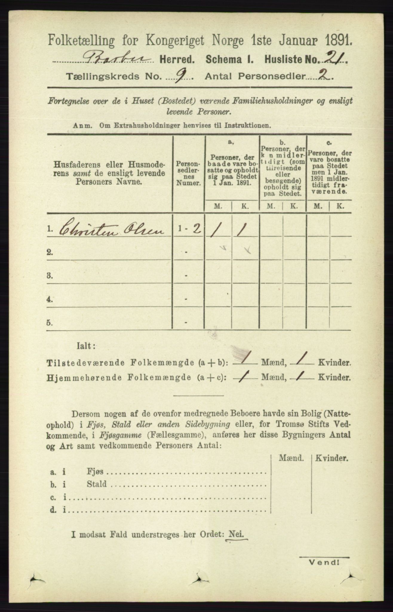 RA, 1891 census for 0990 Barbu, 1891, p. 7089