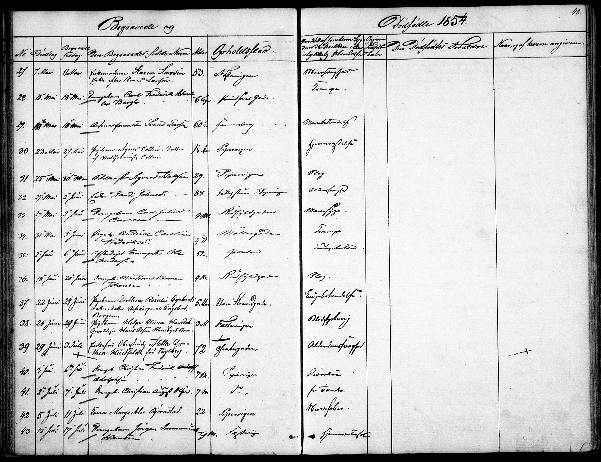 Garnisonsmenigheten Kirkebøker, AV/SAO-A-10846/F/Fa/L0009: Parish register (official) no. 9, 1842-1859, p. 48