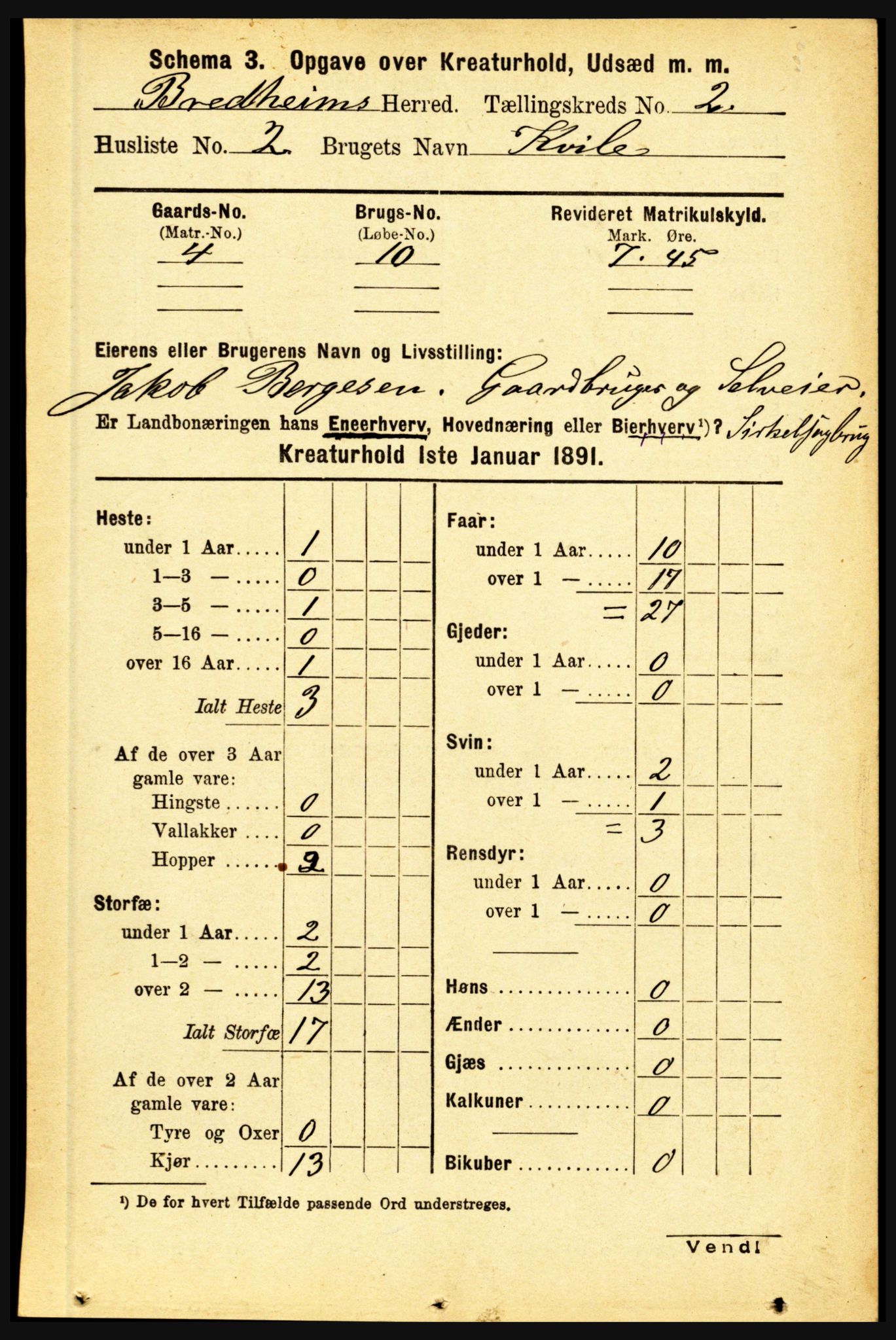 RA, 1891 census for 1446 Breim, 1891, p. 2406