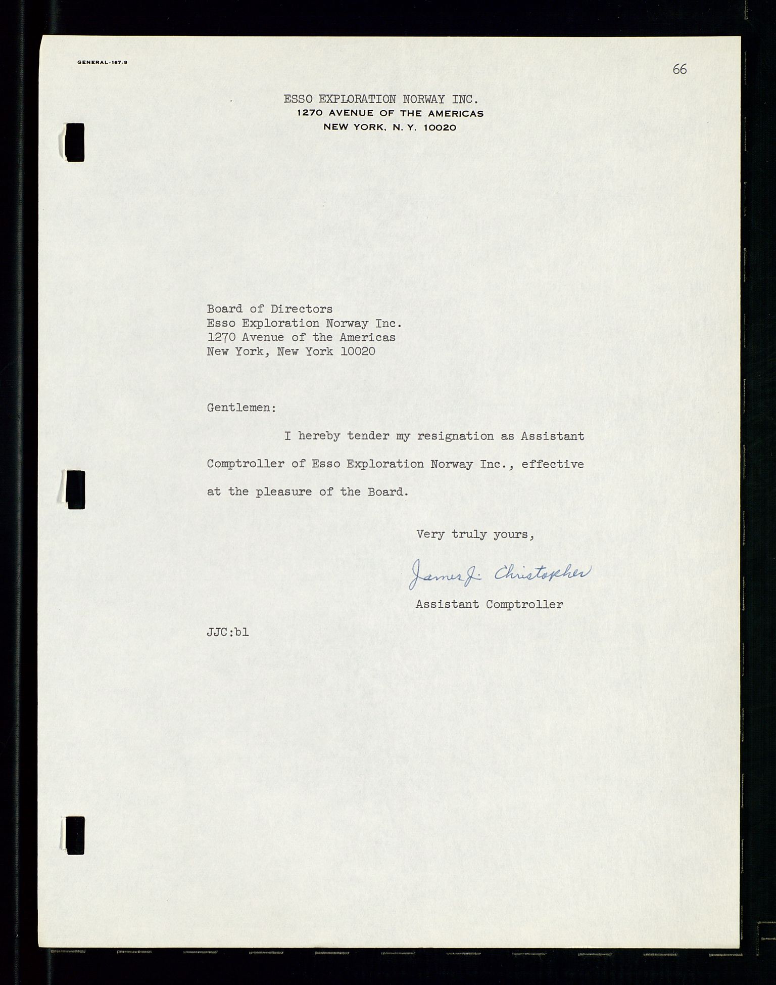 Pa 1512 - Esso Exploration and Production Norway Inc., AV/SAST-A-101917/A/Aa/L0001/0001: Styredokumenter / Corporate records, By-Laws, Board meeting minutes, Incorporations, 1965-1975, p. 66