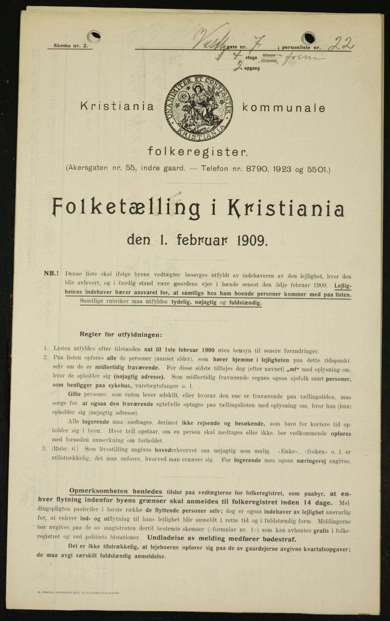 OBA, Municipal Census 1909 for Kristiania, 1909, p. 90506