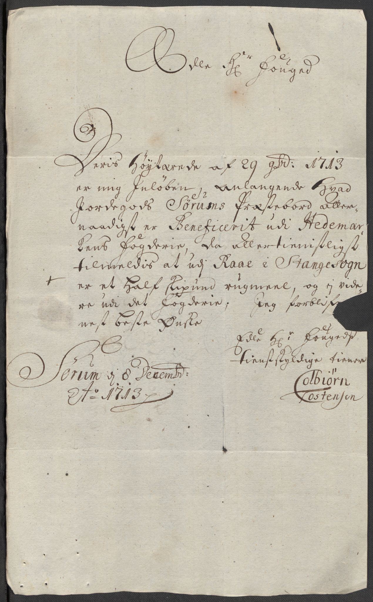 Rentekammeret inntil 1814, Reviderte regnskaper, Fogderegnskap, AV/RA-EA-4092/R16/L1050: Fogderegnskap Hedmark, 1713, p. 227