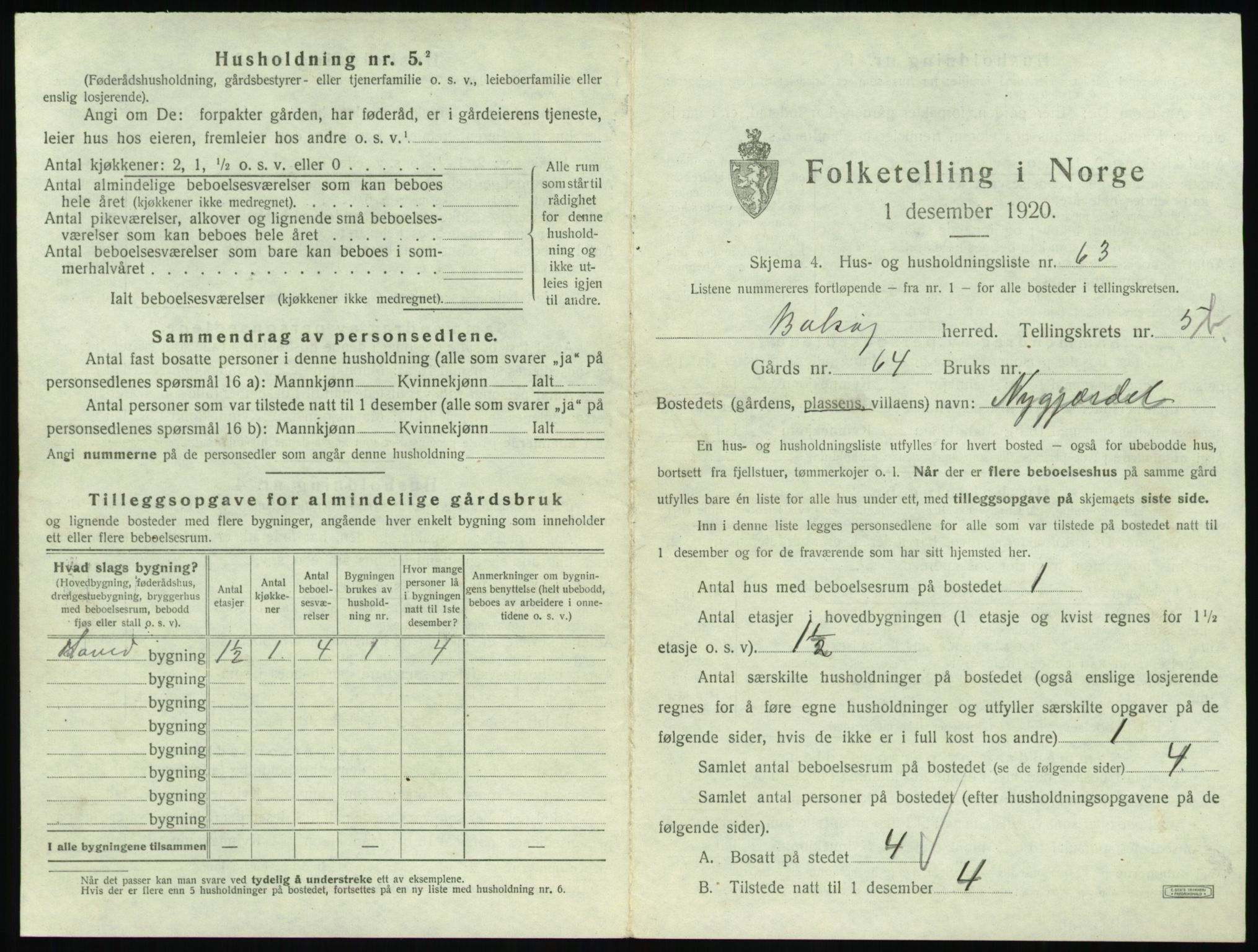 SAT, 1920 census for Bolsøy, 1920, p. 1025