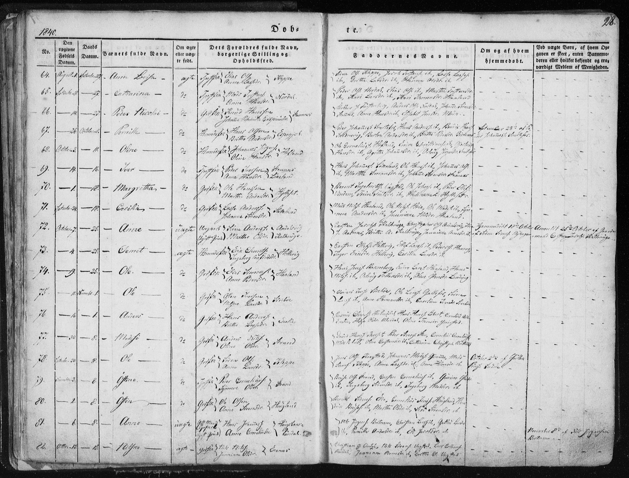 Fjaler sokneprestembete, SAB/A-79801/H/Haa/Haaa/L0006: Parish register (official) no. A 6, 1835-1884, p. 28