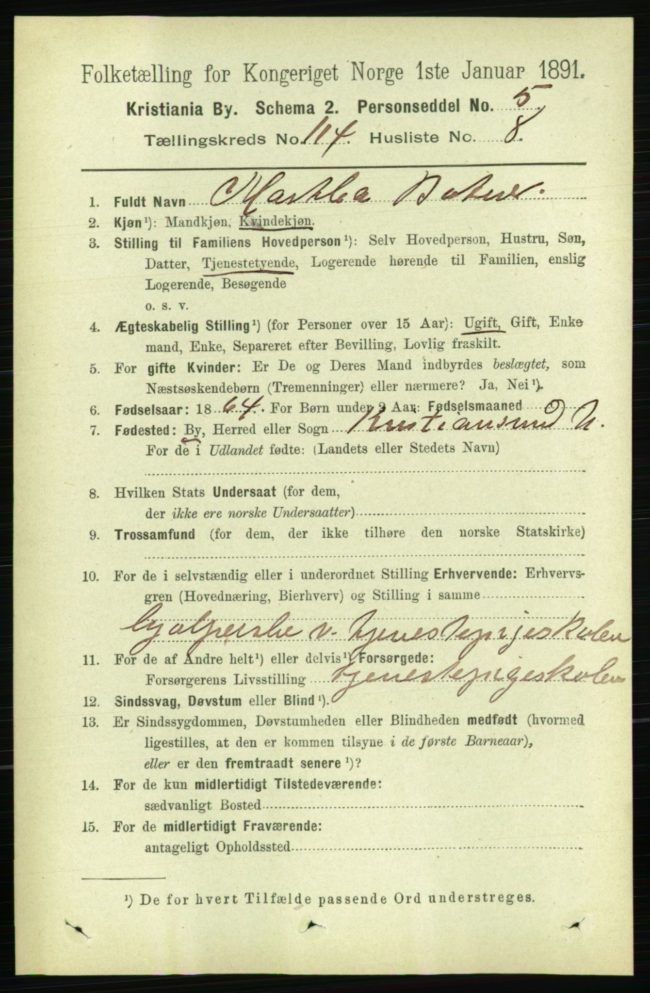 RA, 1891 census for 0301 Kristiania, 1891, p. 60948