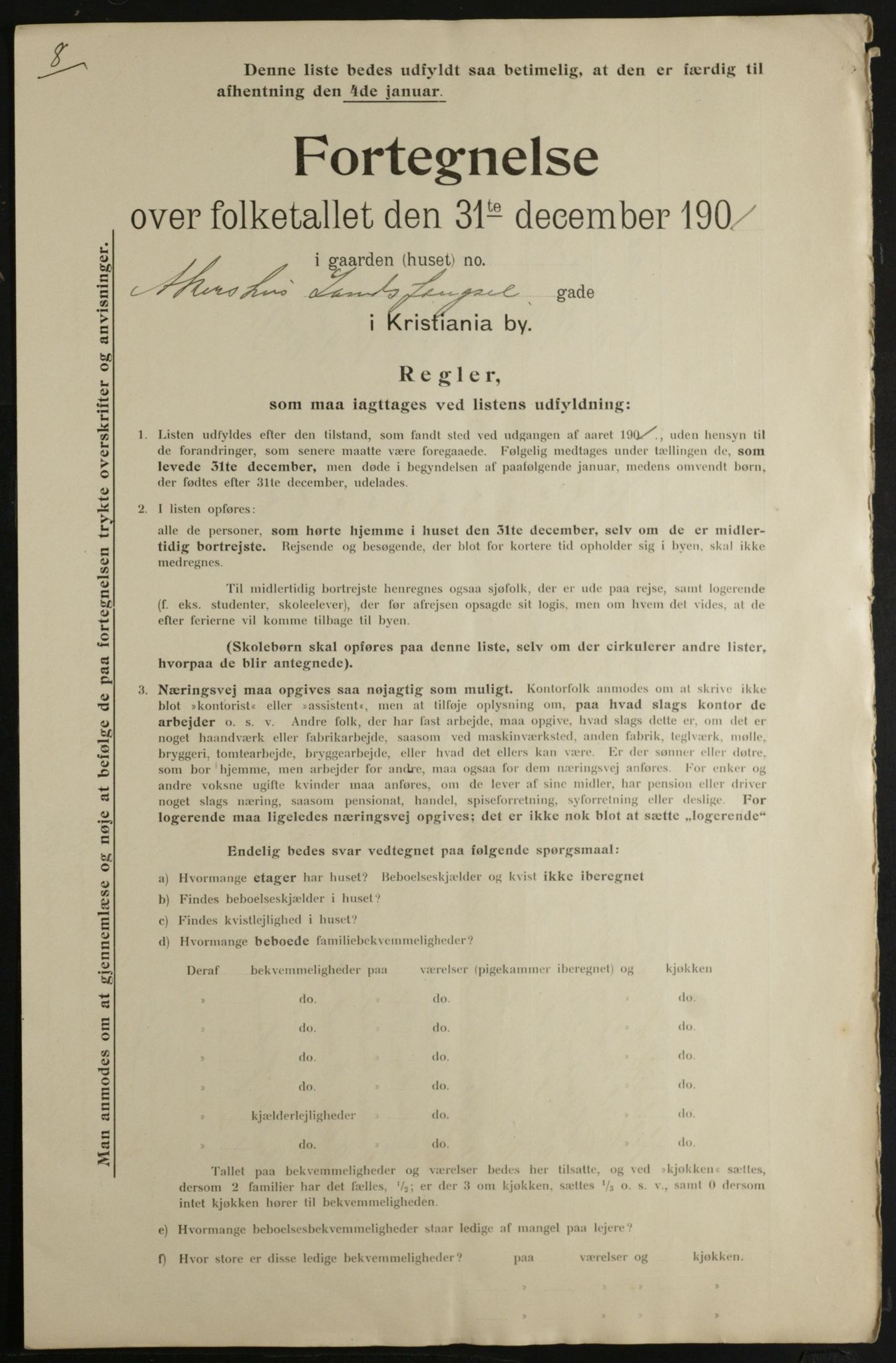 OBA, Municipal Census 1901 for Kristiania, 1901, p. 160