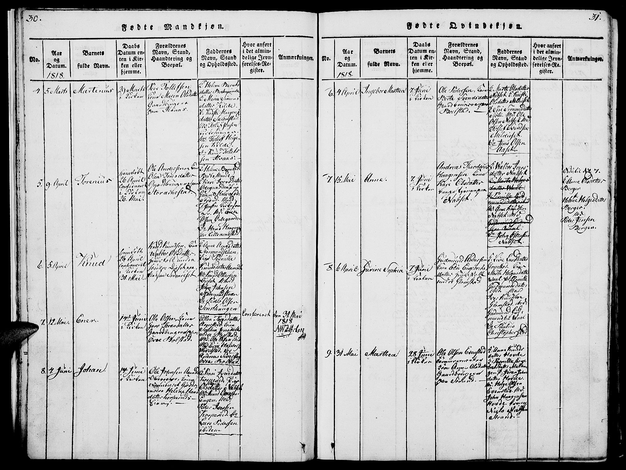 Åmot prestekontor, Hedmark, AV/SAH-PREST-056/H/Ha/Hab/L0001: Parish register (copy) no. 1, 1815-1847, p. 30-31