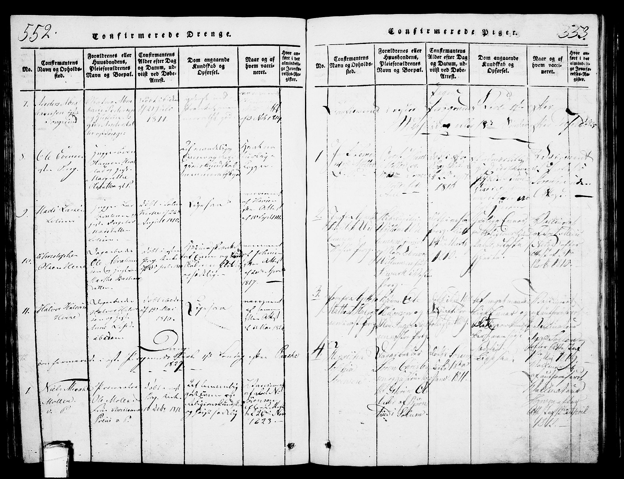 Porsgrunn kirkebøker , SAKO/A-104/G/Gb/L0001: Parish register (copy) no. II 1, 1817-1828, p. 552-553