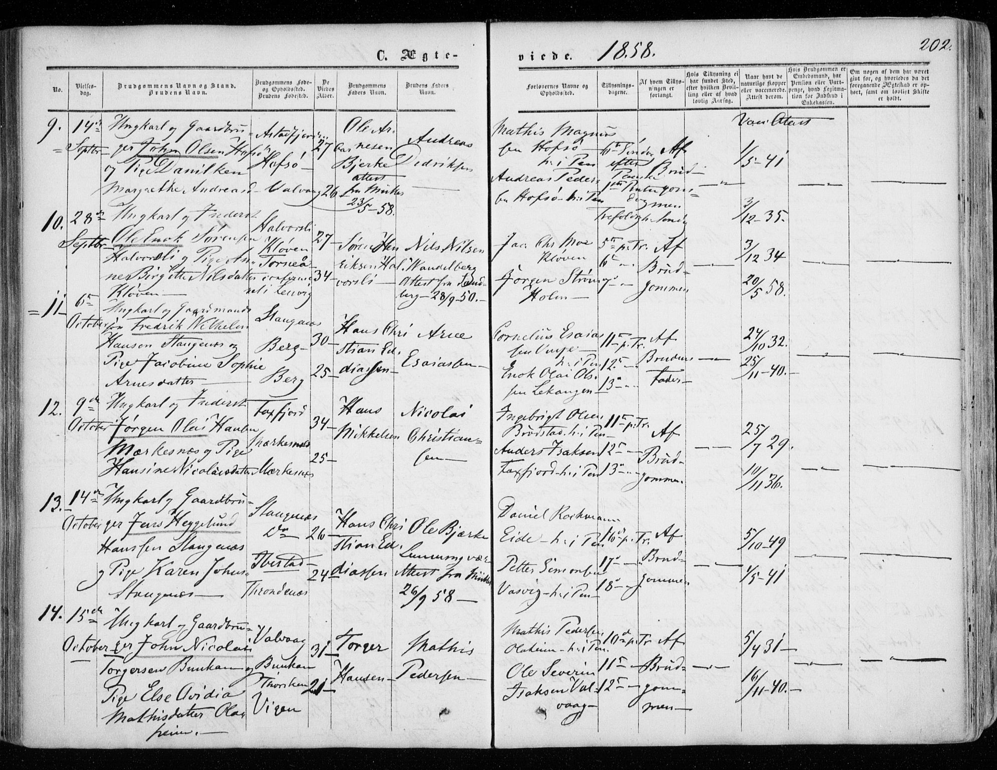 Tranøy sokneprestkontor, SATØ/S-1313/I/Ia/Iaa/L0007kirke: Parish register (official) no. 7, 1856-1866, p. 202