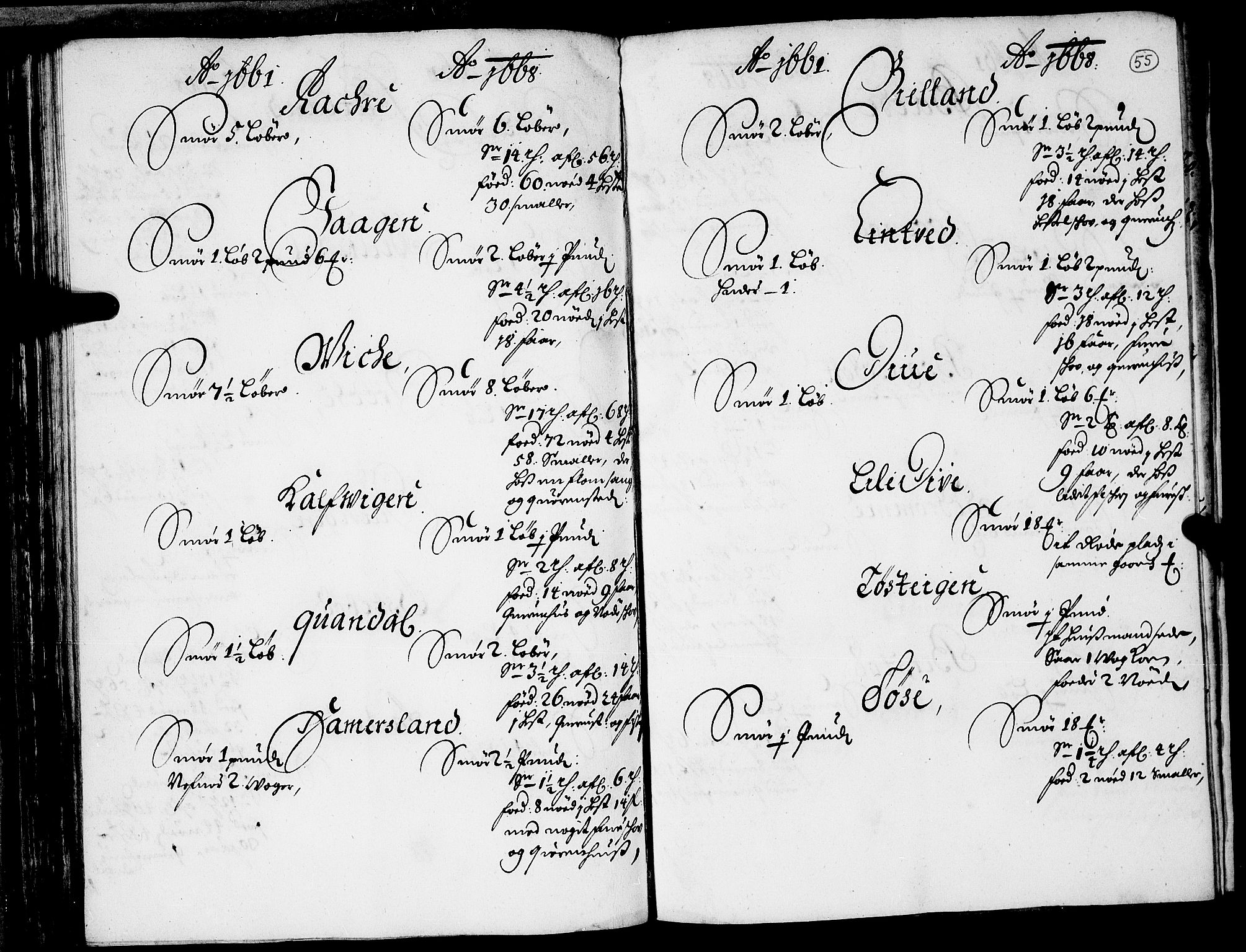 Rentekammeret inntil 1814, Realistisk ordnet avdeling, AV/RA-EA-4070/N/Nb/Nba/L0036: Sunnhordland fogderi, 1661-1667, p. 54b-55a