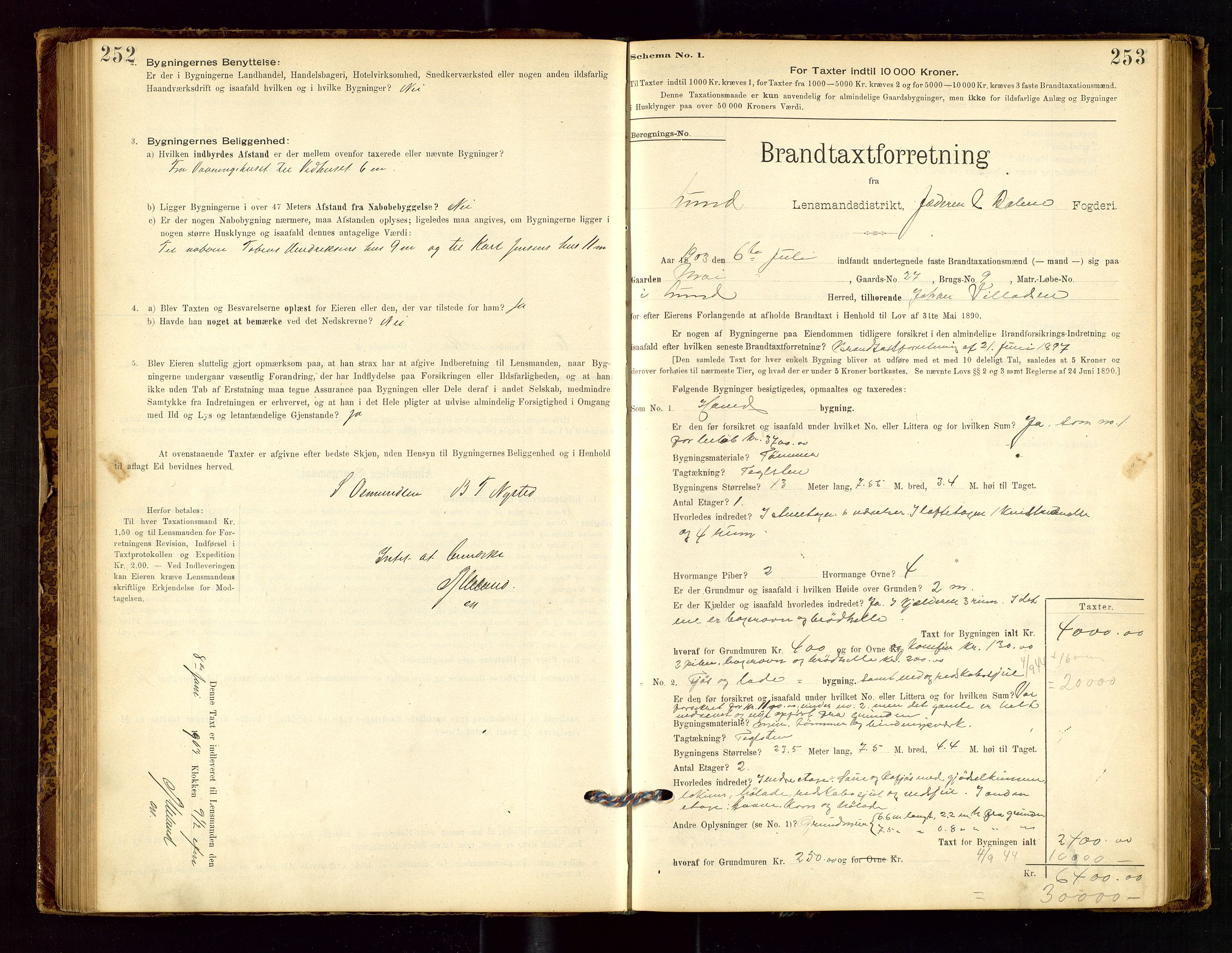 Lund lensmannskontor, AV/SAST-A-100303/Gob/L0001: "Brandtakstprotokol", 1894-1907, p. 252-253