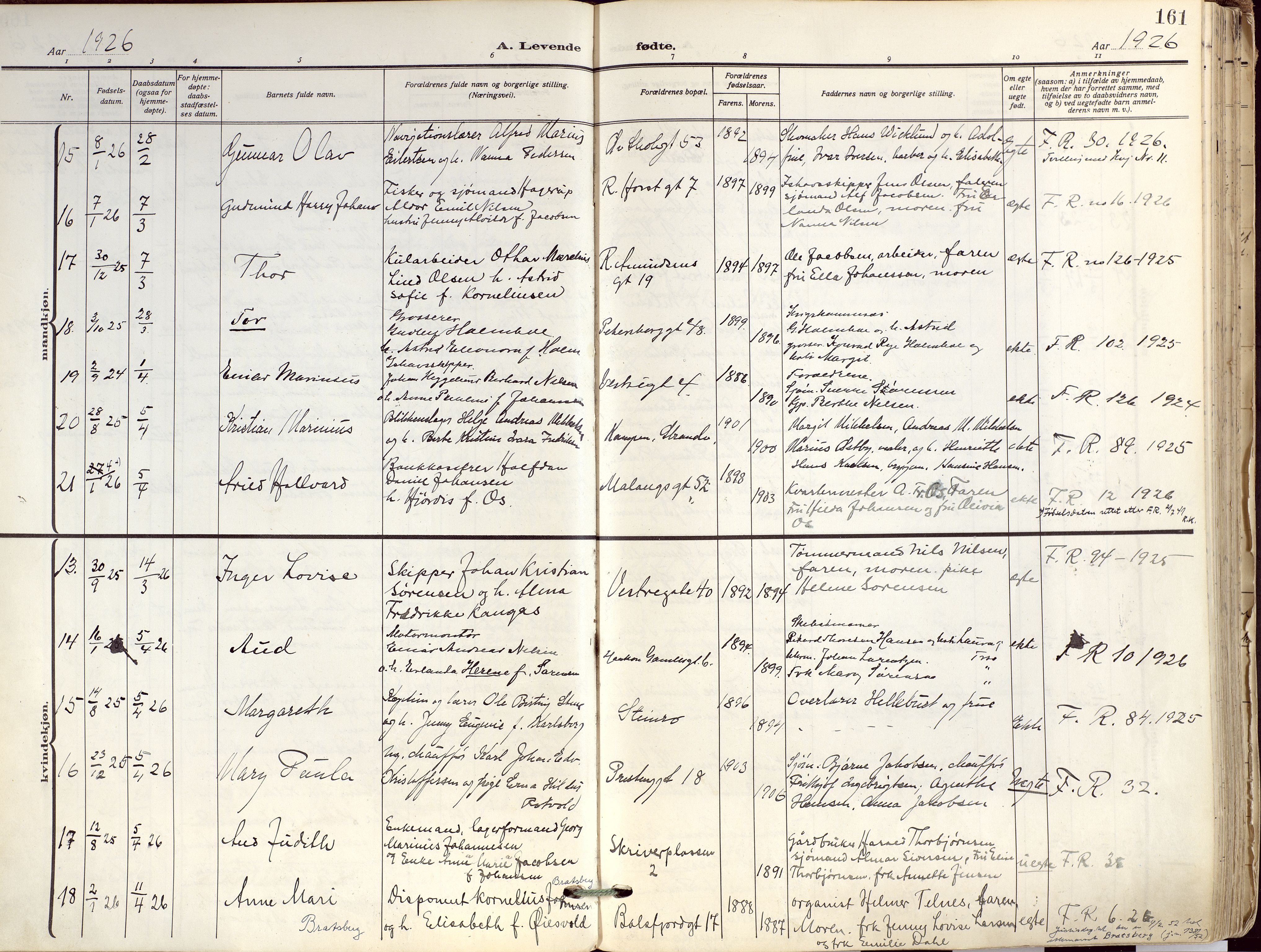 Tromsø sokneprestkontor/stiftsprosti/domprosti, SATØ/S-1343/G/Ga/L0019kirke: Parish register (official) no. 19, 1917-1927, p. 161