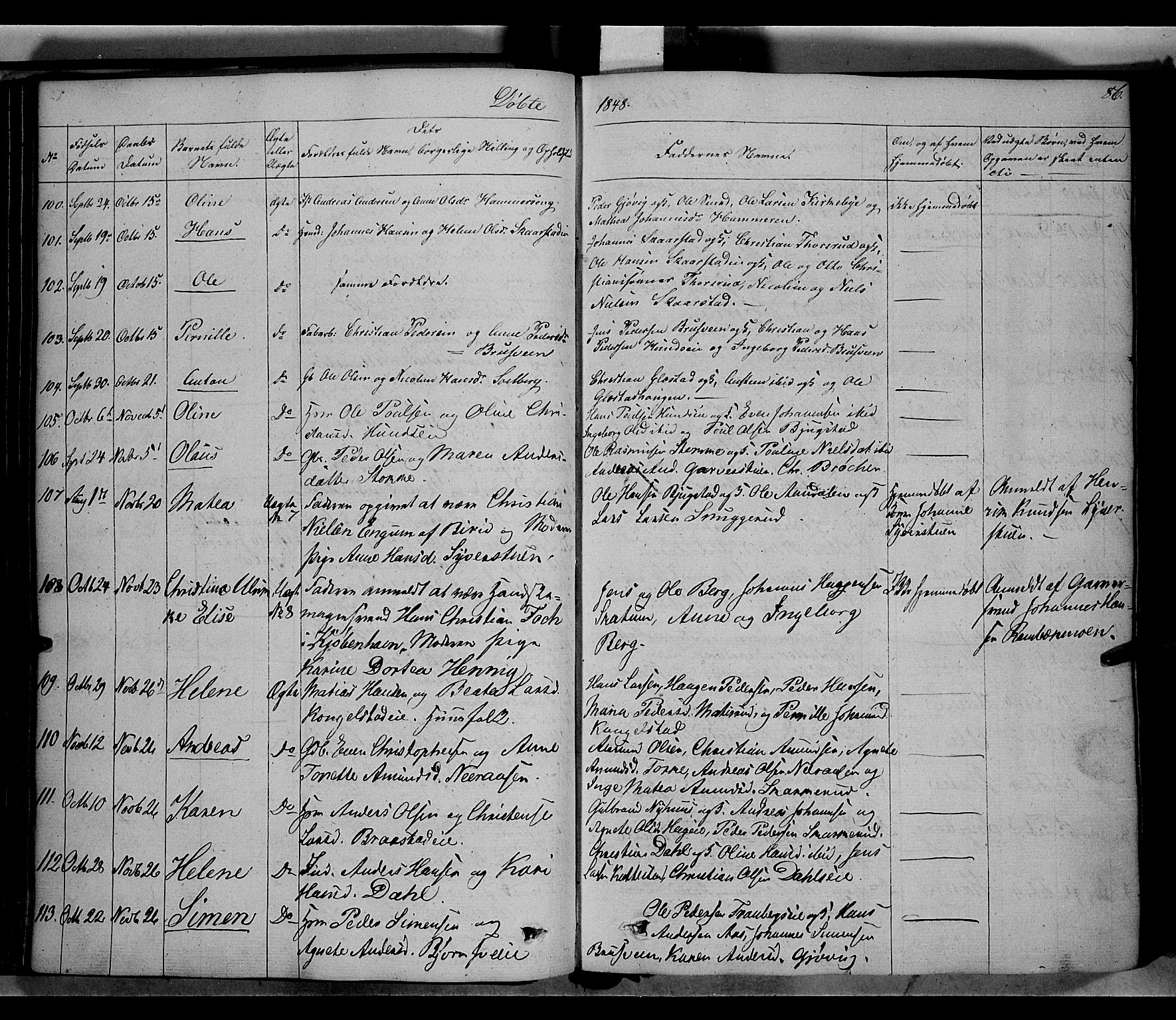 Vardal prestekontor, SAH/PREST-100/H/Ha/Haa/L0005: Parish register (official) no. 5, 1831-1853, p. 86