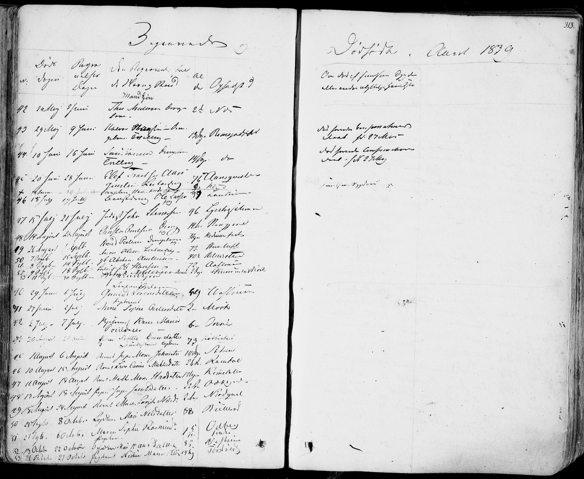 Hedrum kirkebøker, AV/SAKO-A-344/F/Fa/L0005: Parish register (official) no. I 5, 1835-1848, p. 313