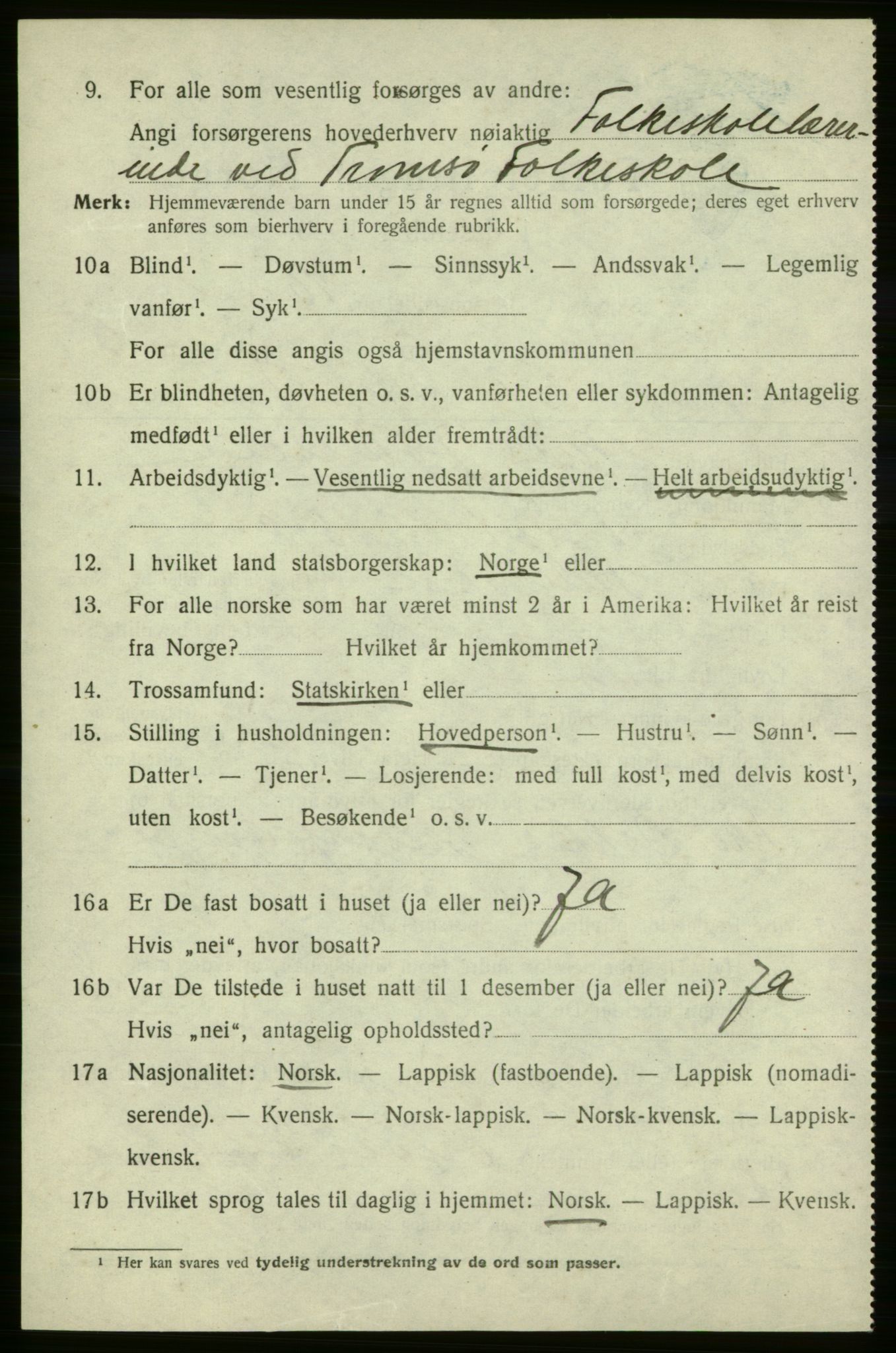 SATØ, 1920 census for Hasvik, 1920, p. 2344