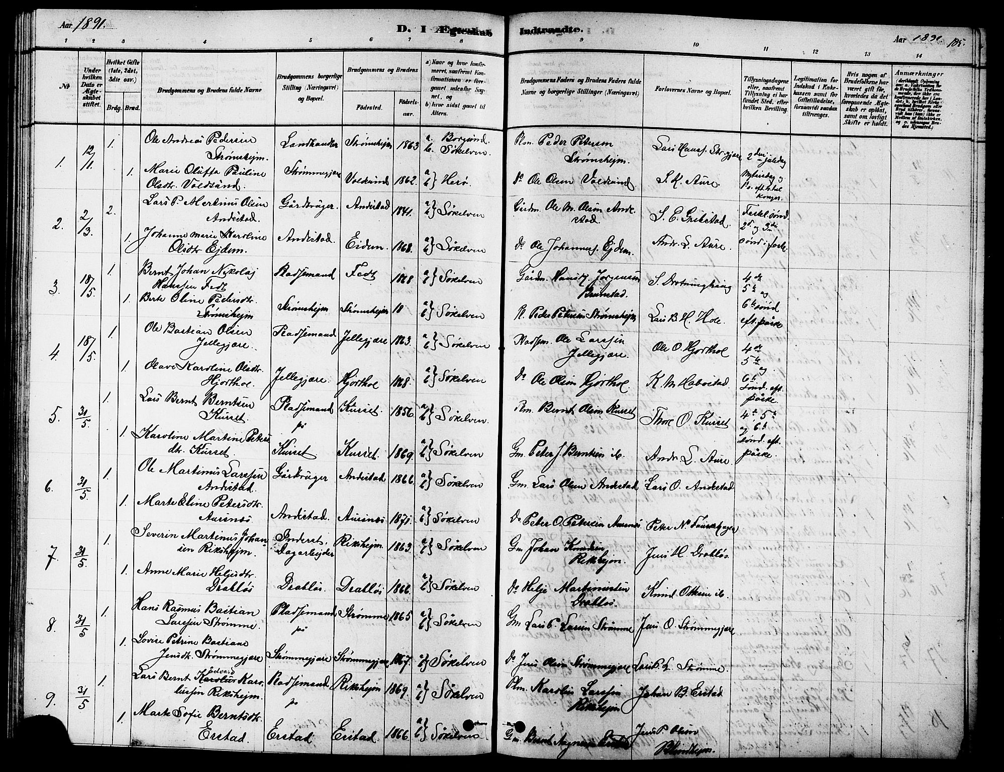 Ministerialprotokoller, klokkerbøker og fødselsregistre - Møre og Romsdal, SAT/A-1454/523/L0339: Parish register (copy) no. 523C02, 1878-1891, p. 185