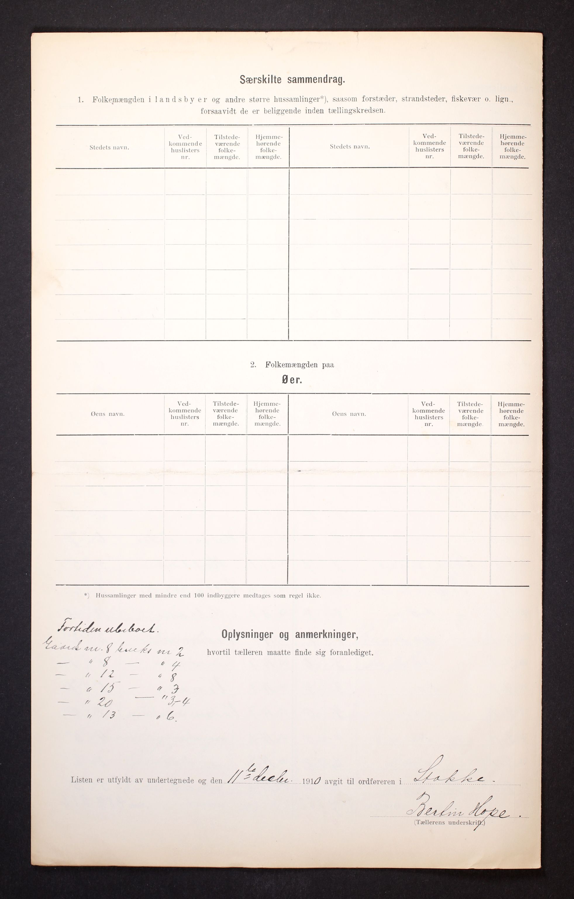 RA, 1910 census for Stokke, 1910, p. 6