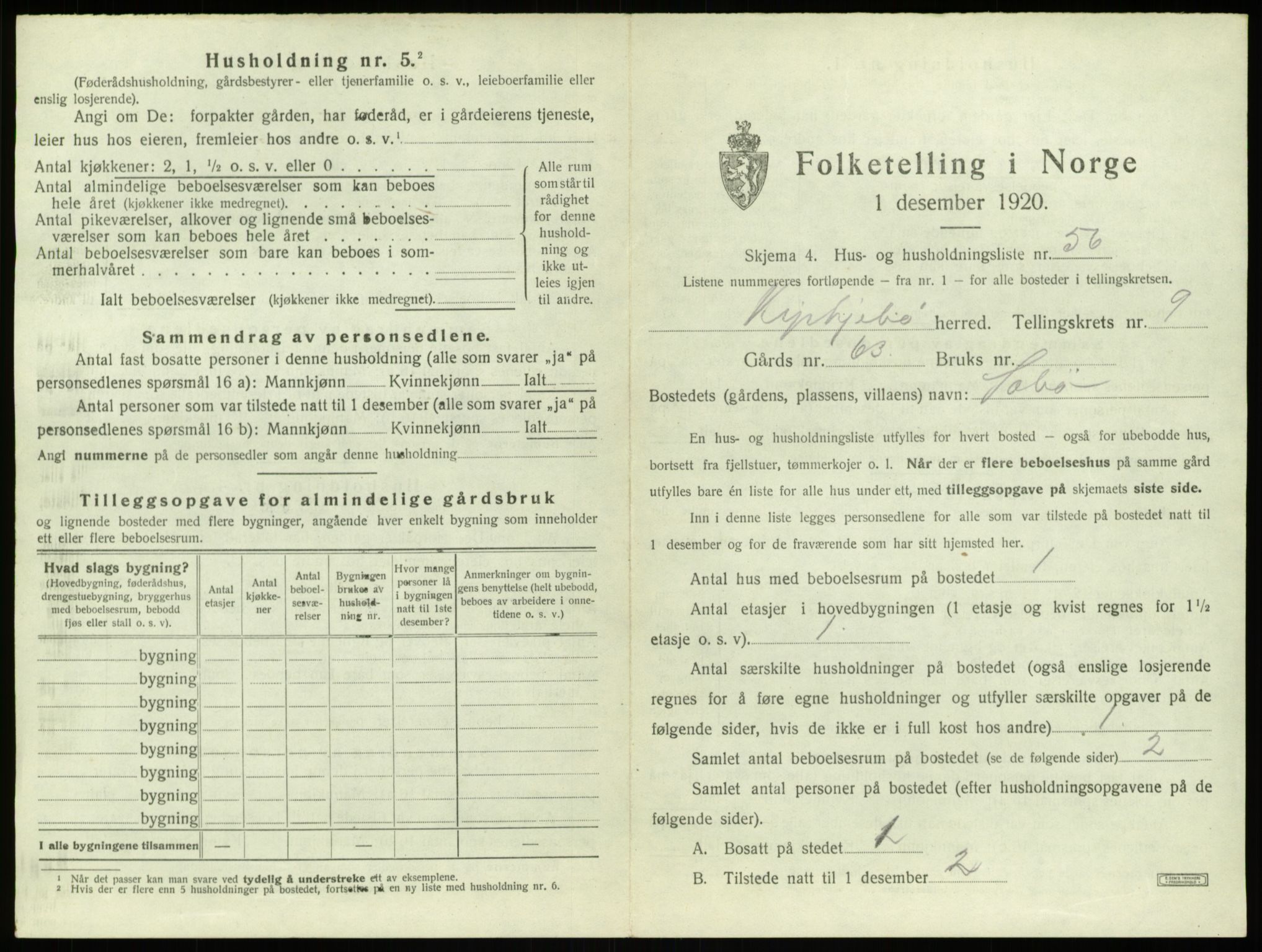 SAB, 1920 census for Kyrkjebø, 1920, p. 665