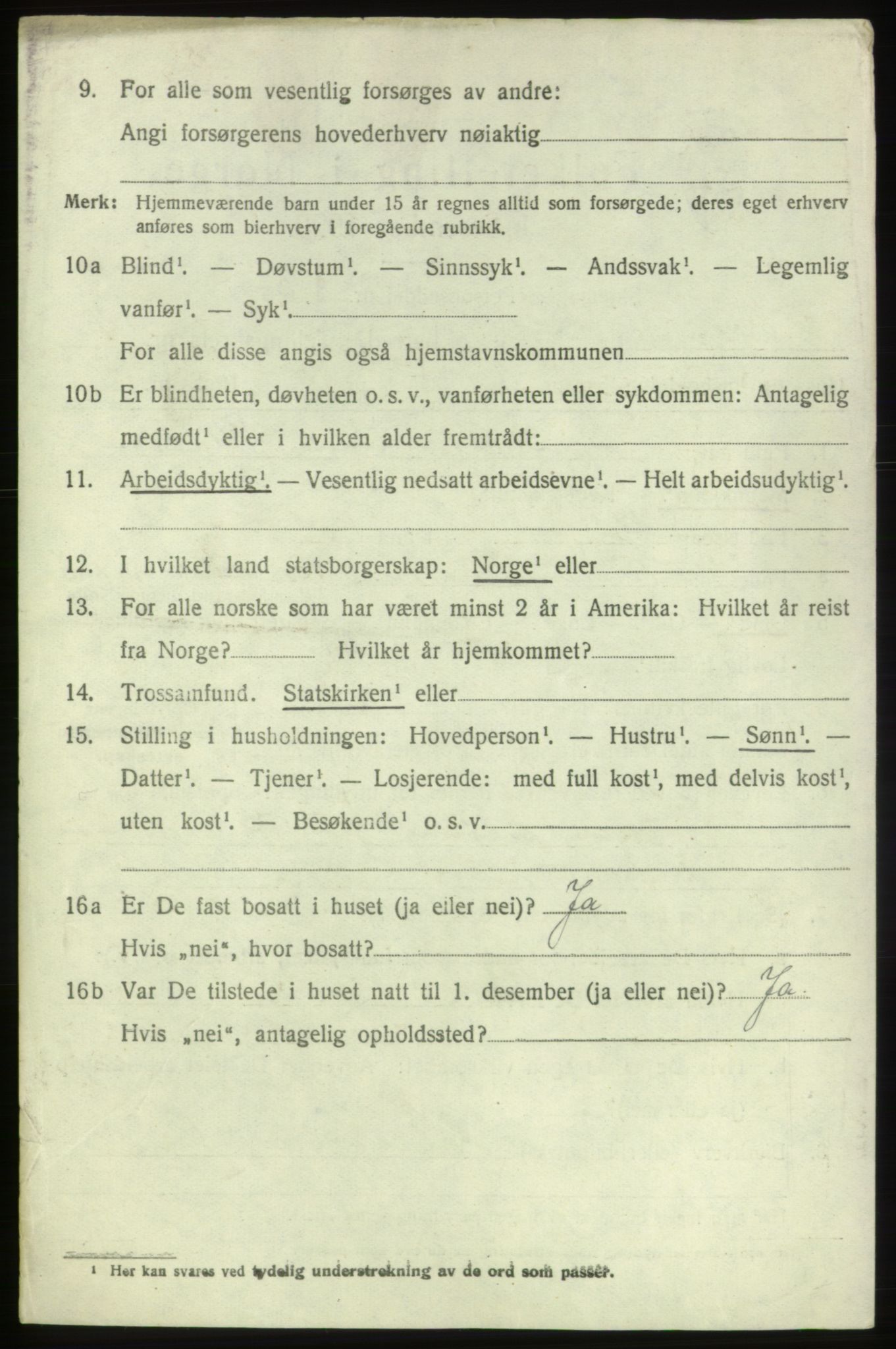 SAB, 1920 census for Bremnes, 1920, p. 1821