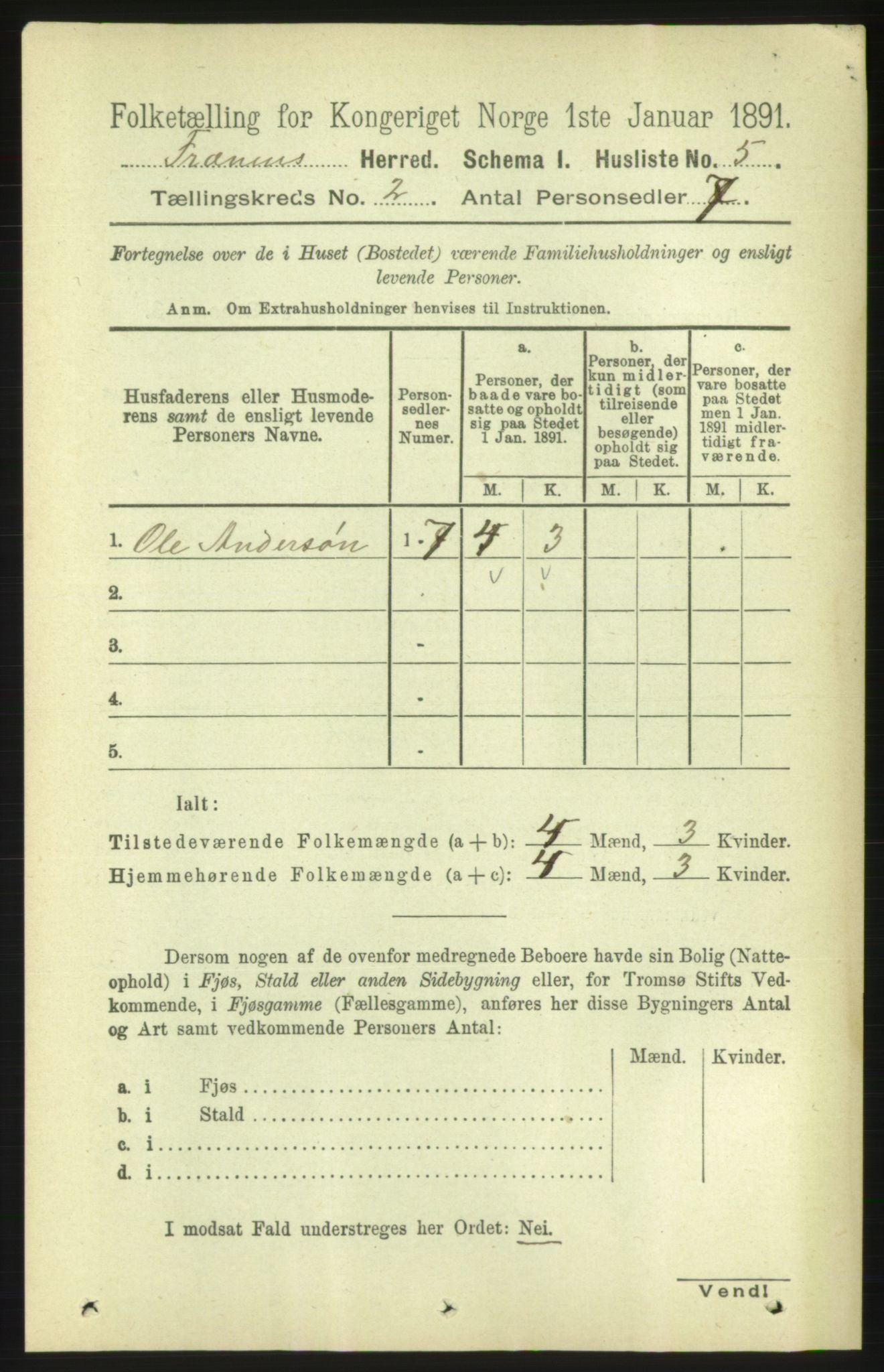 RA, 1891 census for 1548 Fræna, 1891, p. 456