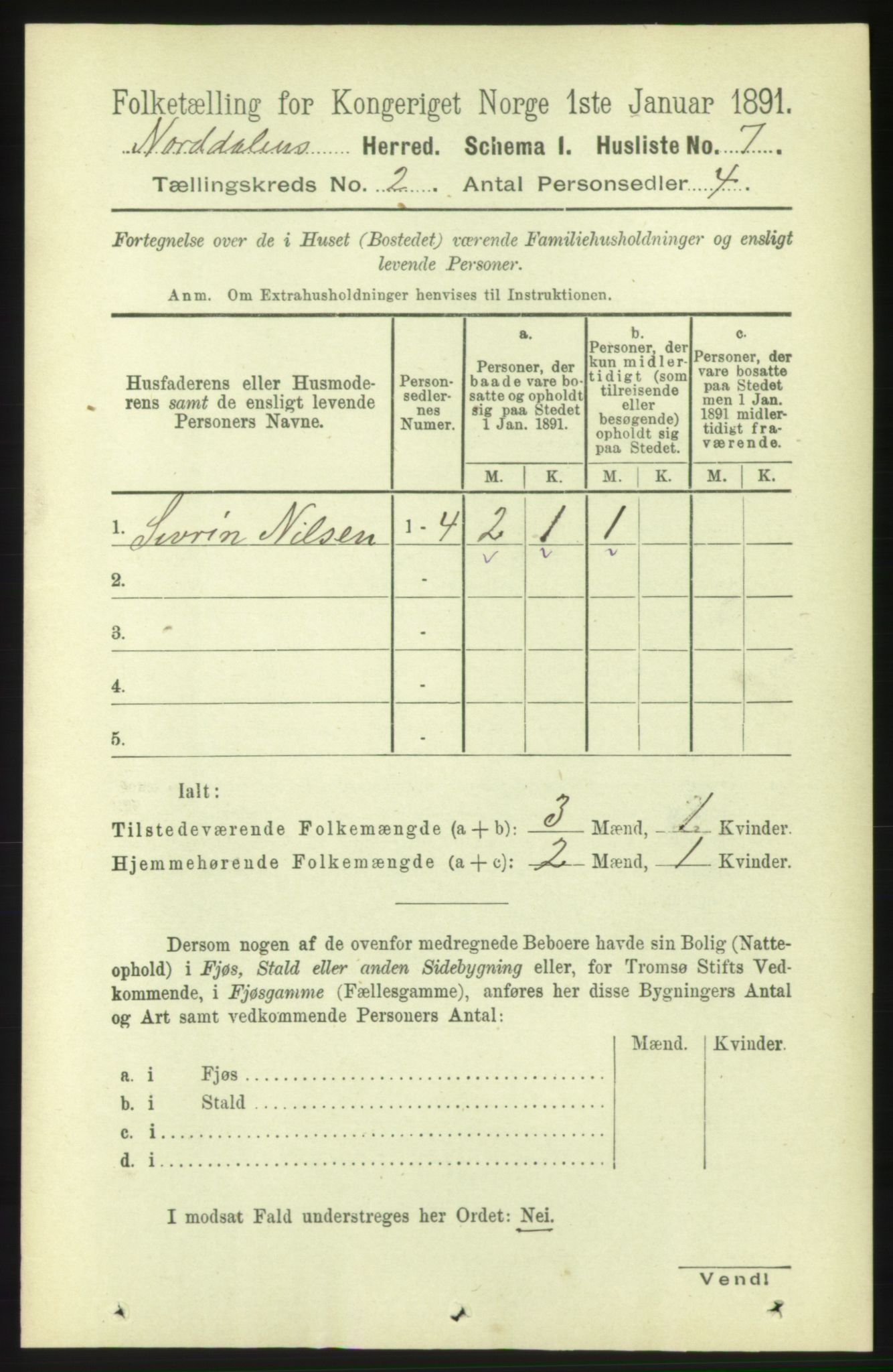 RA, 1891 census for 1524 Norddal, 1891, p. 312