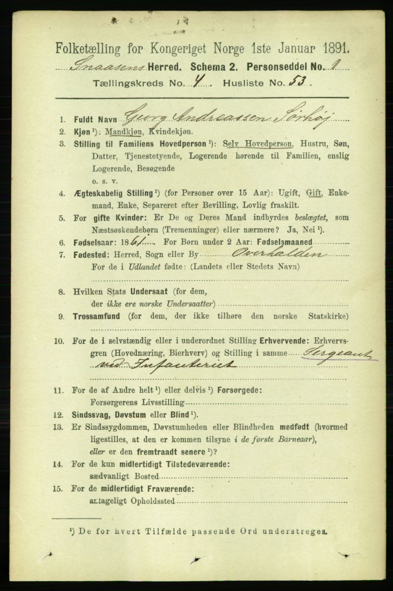 RA, 1891 census for 1736 Snåsa, 1891, p. 1398