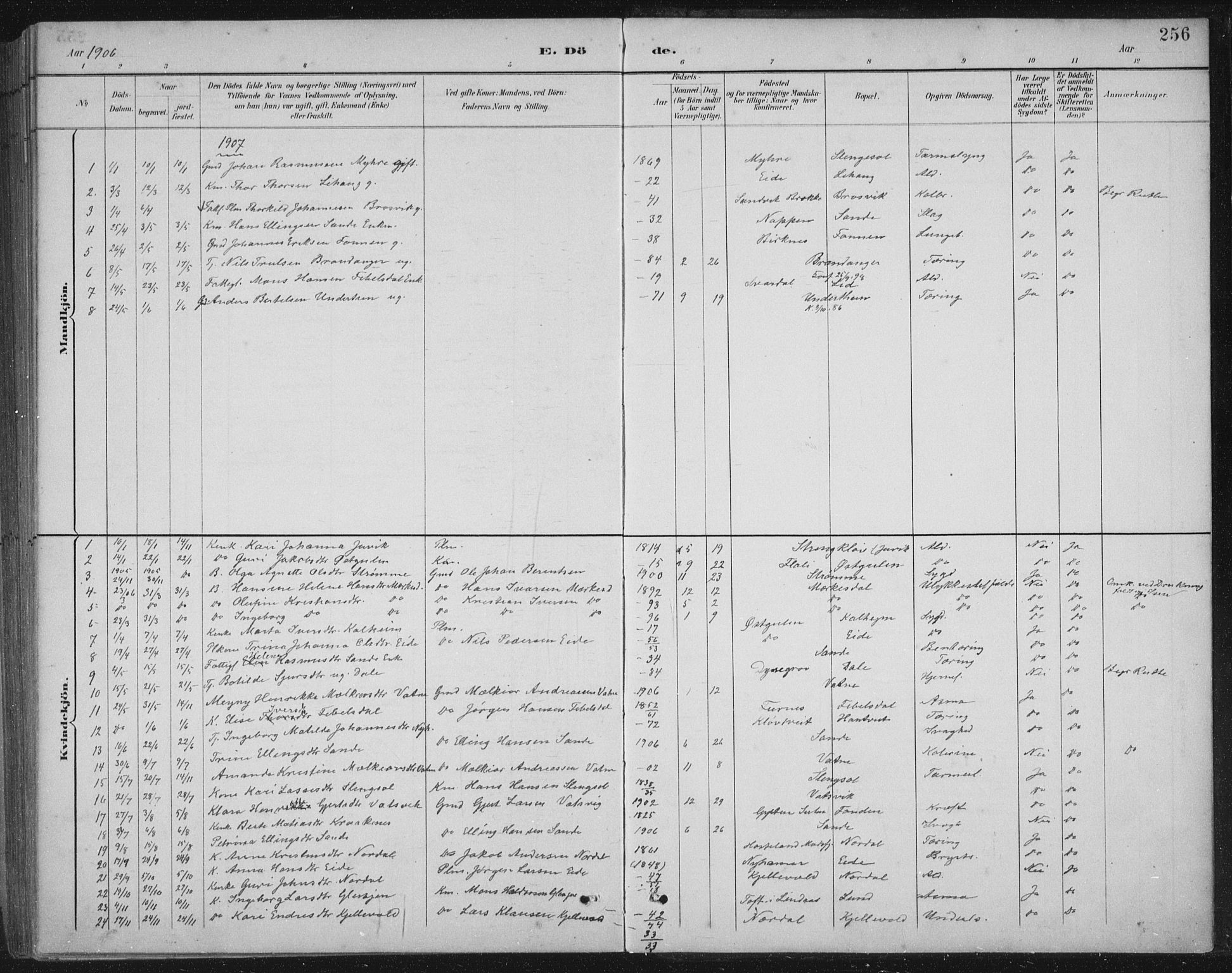 Gulen sokneprestembete, AV/SAB-A-80201/H/Hab/Habb/L0003: Parish register (copy) no. B 3, 1884-1907, p. 256