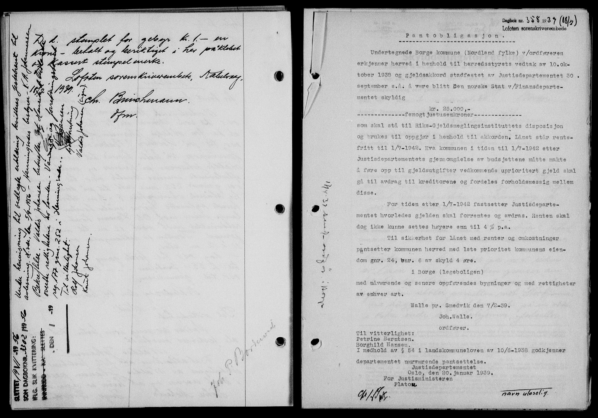 Lofoten sorenskriveri, SAT/A-0017/1/2/2C/L0005a: Mortgage book no. 5a, 1939-1939, Diary no: : 358/1939