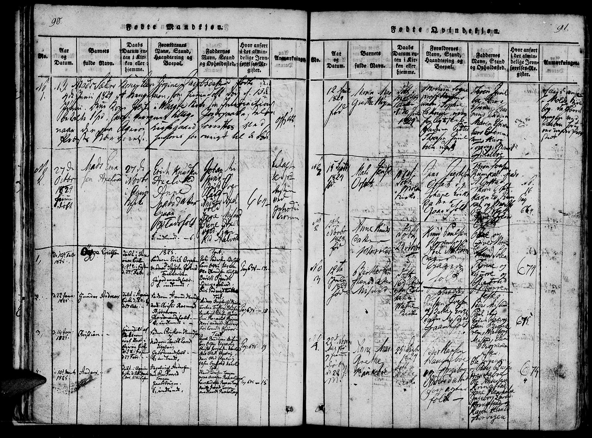 Ministerialprotokoller, klokkerbøker og fødselsregistre - Møre og Romsdal, AV/SAT-A-1454/560/L0718: Parish register (official) no. 560A02, 1817-1844, p. 90-91