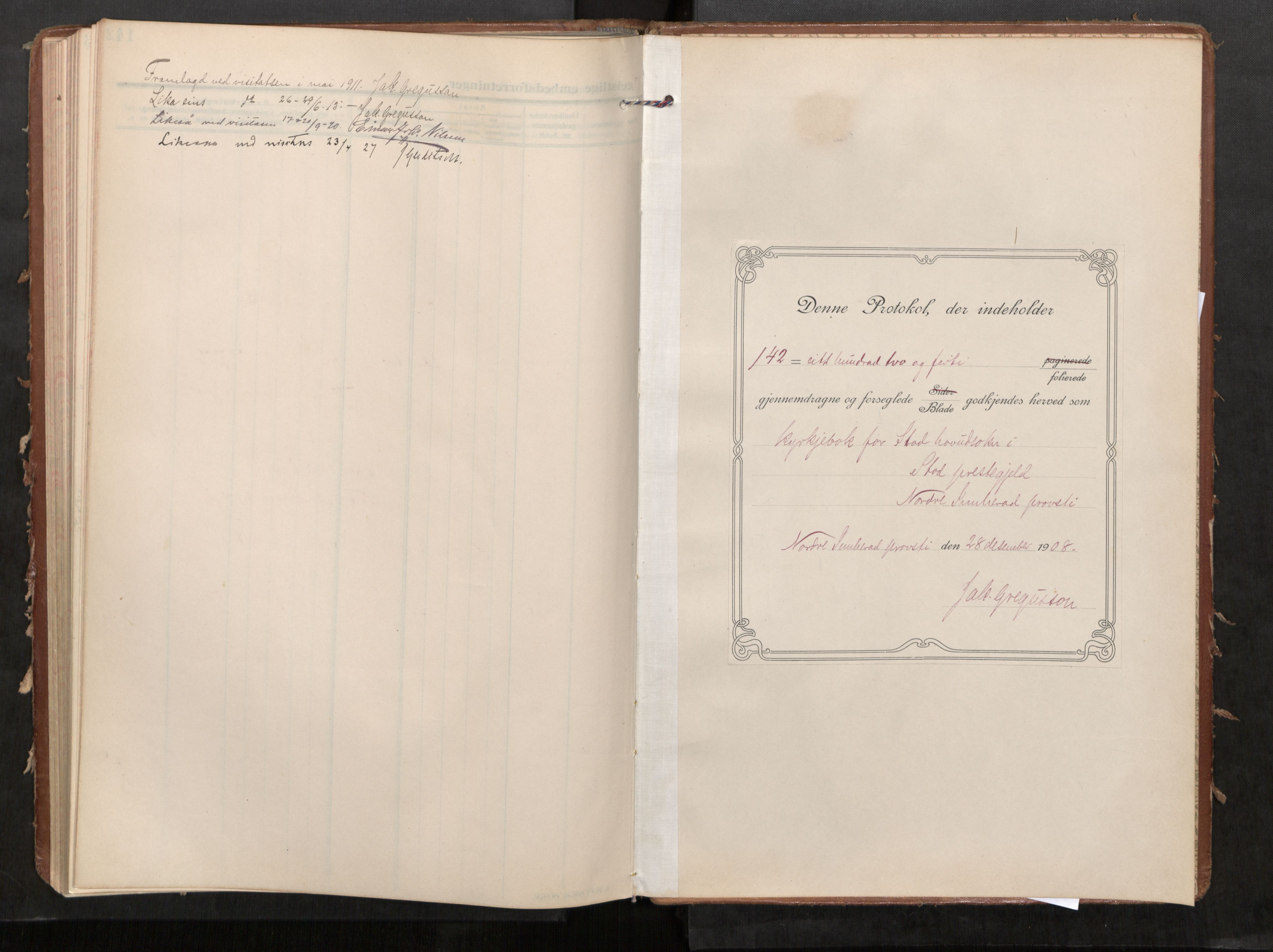 Stod sokneprestkontor, SAT/A-1164/1/I/I1/I1a/L0002: Parish register (official) no. 2, 1909-1922