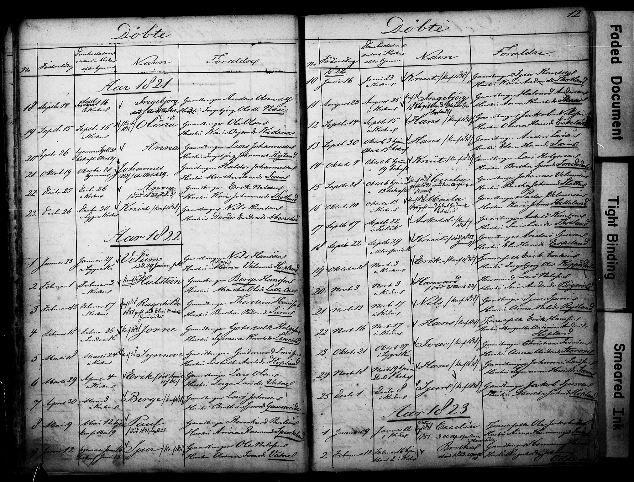 Alversund Sokneprestembete, SAB/A-73901/H/Ha/Hab: Parish register (copy) no. D 1, 1800-1870, p. 12