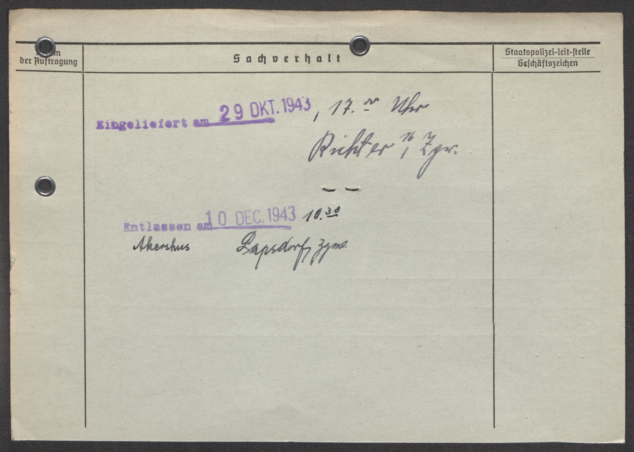 Befehlshaber der Sicherheitspolizei und des SD, RA/RAFA-5969/E/Ea/Eaa/L0009: Register over norske fanger i Møllergata 19: Ru-Sy, 1940-1945, p. 1607