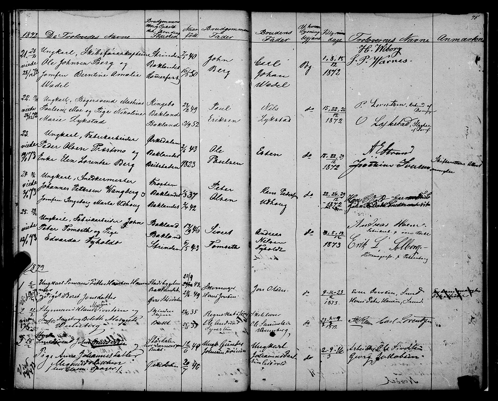 Ministerialprotokoller, klokkerbøker og fødselsregistre - Sør-Trøndelag, SAT/A-1456/604/L0187: Parish register (official) no. 604A08, 1847-1878, p. 75