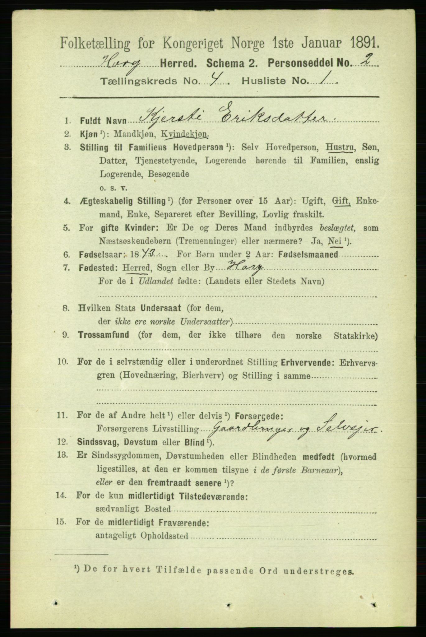 RA, 1891 census for 1650 Horg, 1891, p. 1554