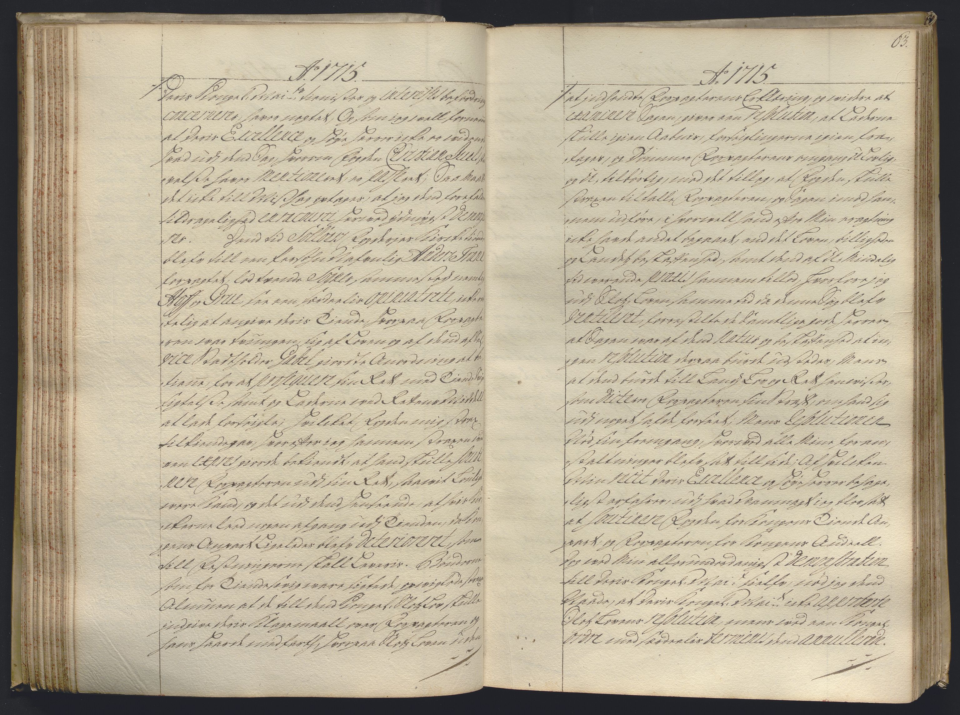 Kristiania stiftamt, AV/SAO-A-10386/B/Ba/L0004: Kopibok, 1715-1717, p. 62b-63a