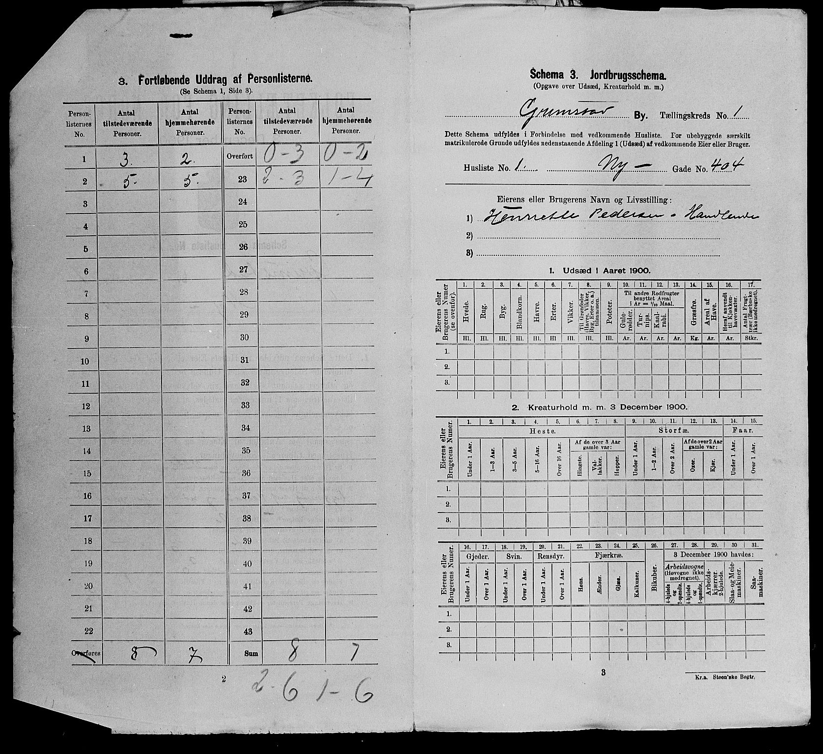 SAK, 1900 census for Grimstad, 1900, p. 28